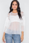 White Sheer Two Piece Mash Long Sleeves Top