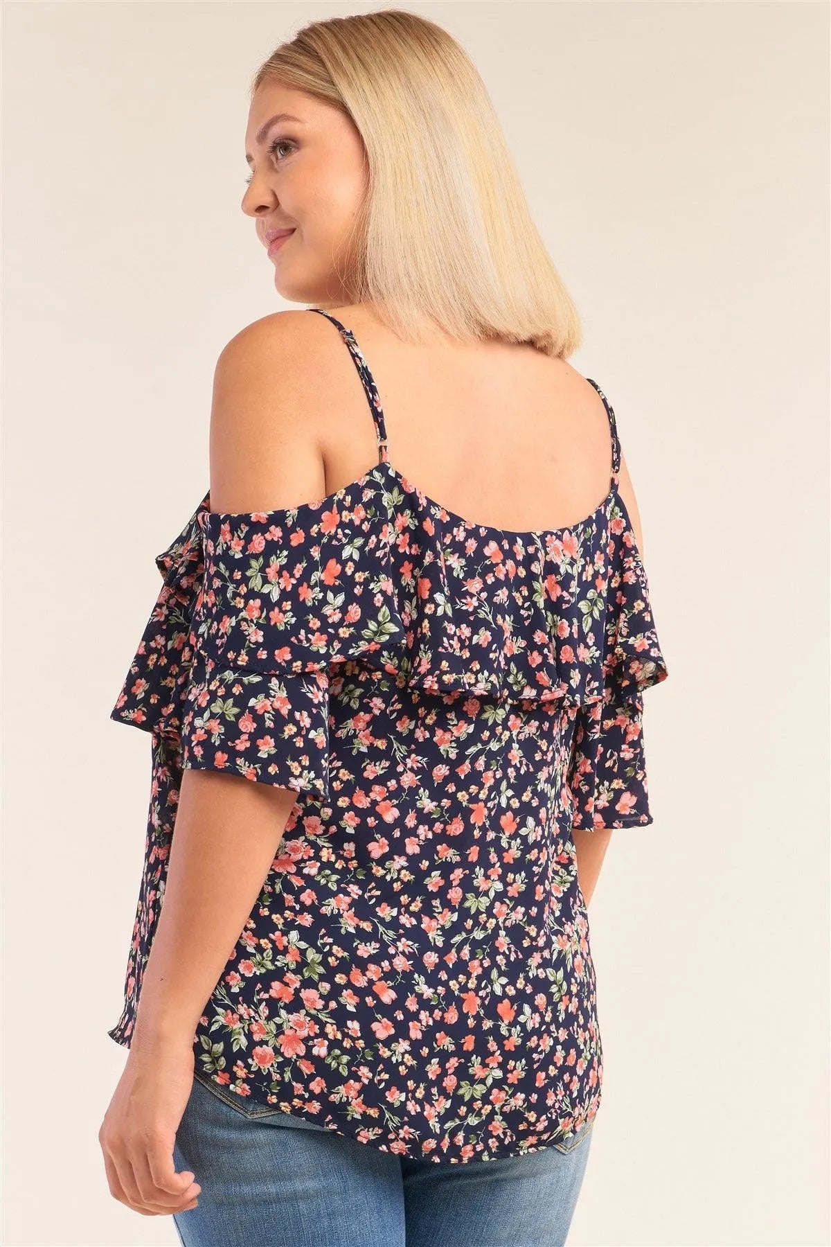 Plus Size Floral Print Off-The-Shoulder Top /2-2-2 - Tasha Apparel Wholesale