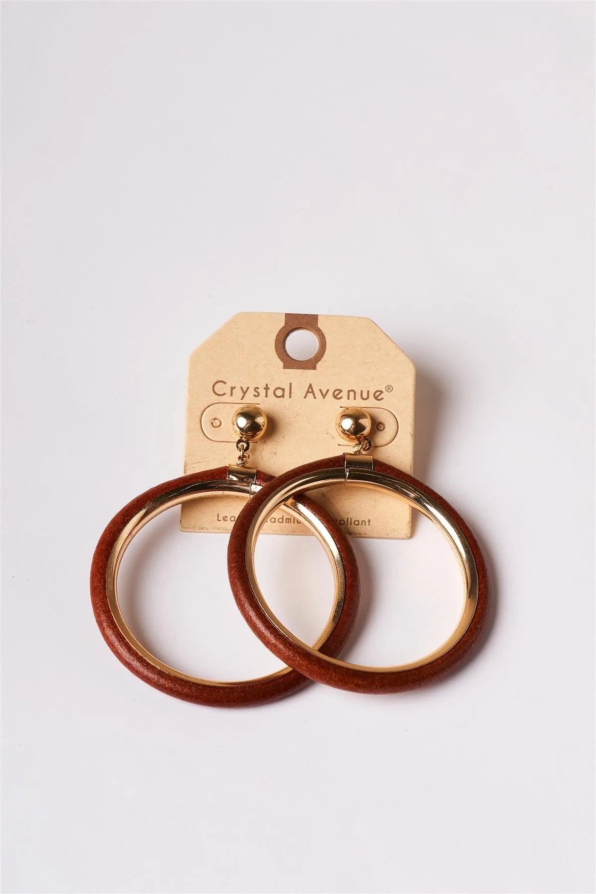 Brown Cylinder C Hoop Earrings /1 Pair - Tasha Apparel Wholesale