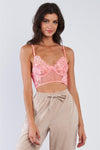 Neon Pink Floral Lace Cropped Cami Underwire Bralette