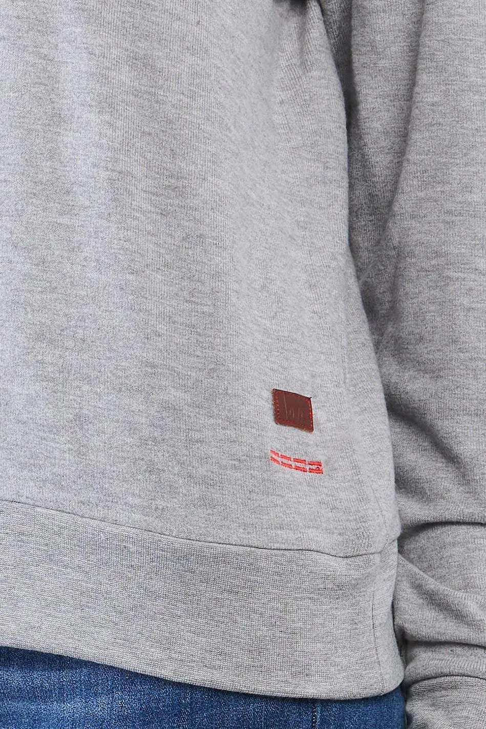 Heather Grey Casual Long Sleeve Lace Up Front Detail Top /2-2 - Tasha Apparel Wholesale