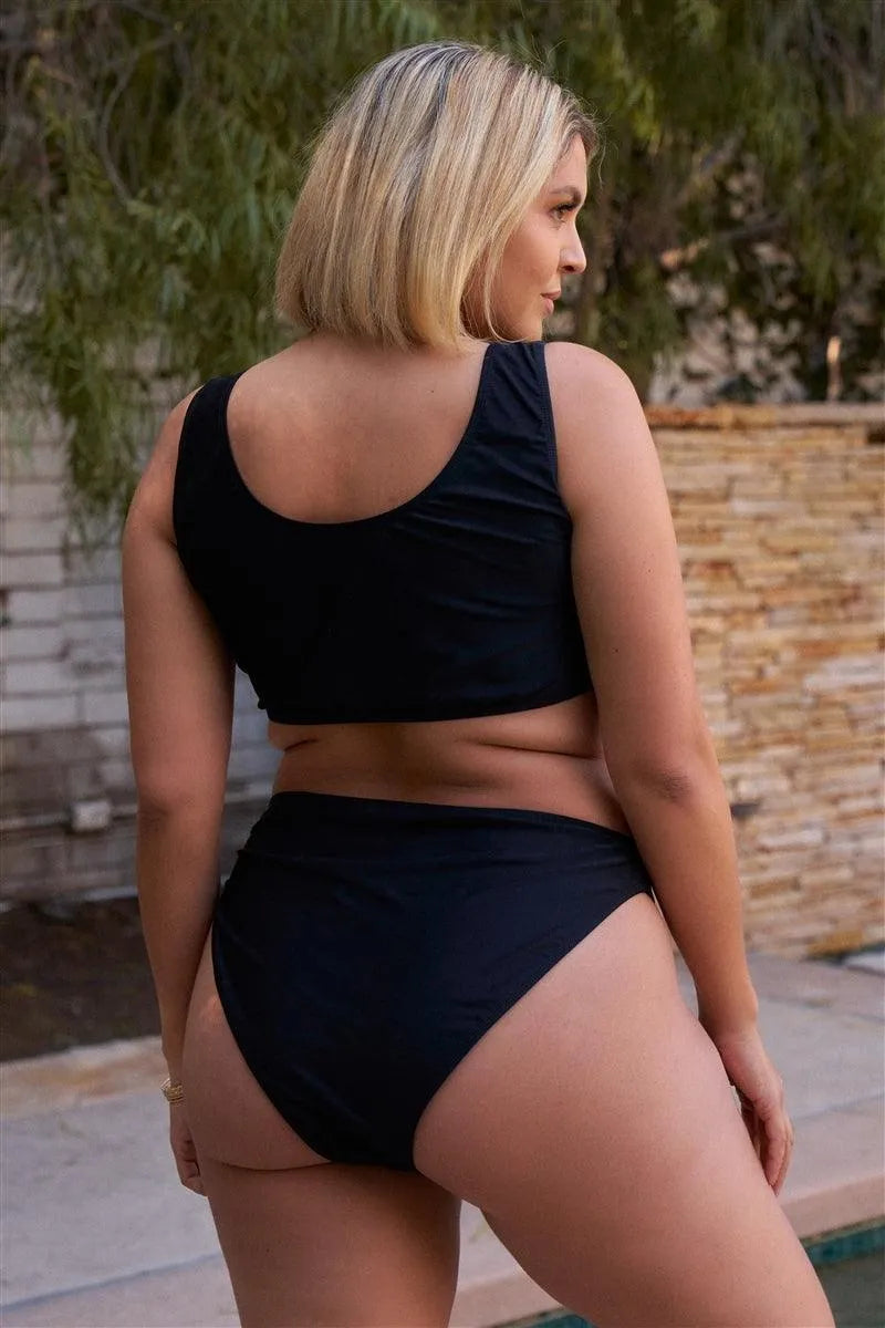 Junior & Plus Size Minimalistic Basic High Waist Bikini - Tasha Apparel Wholesale