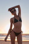 Black Halter Triangle Clear Front Detail Top & Self-Tie Bottom Bikini Set
