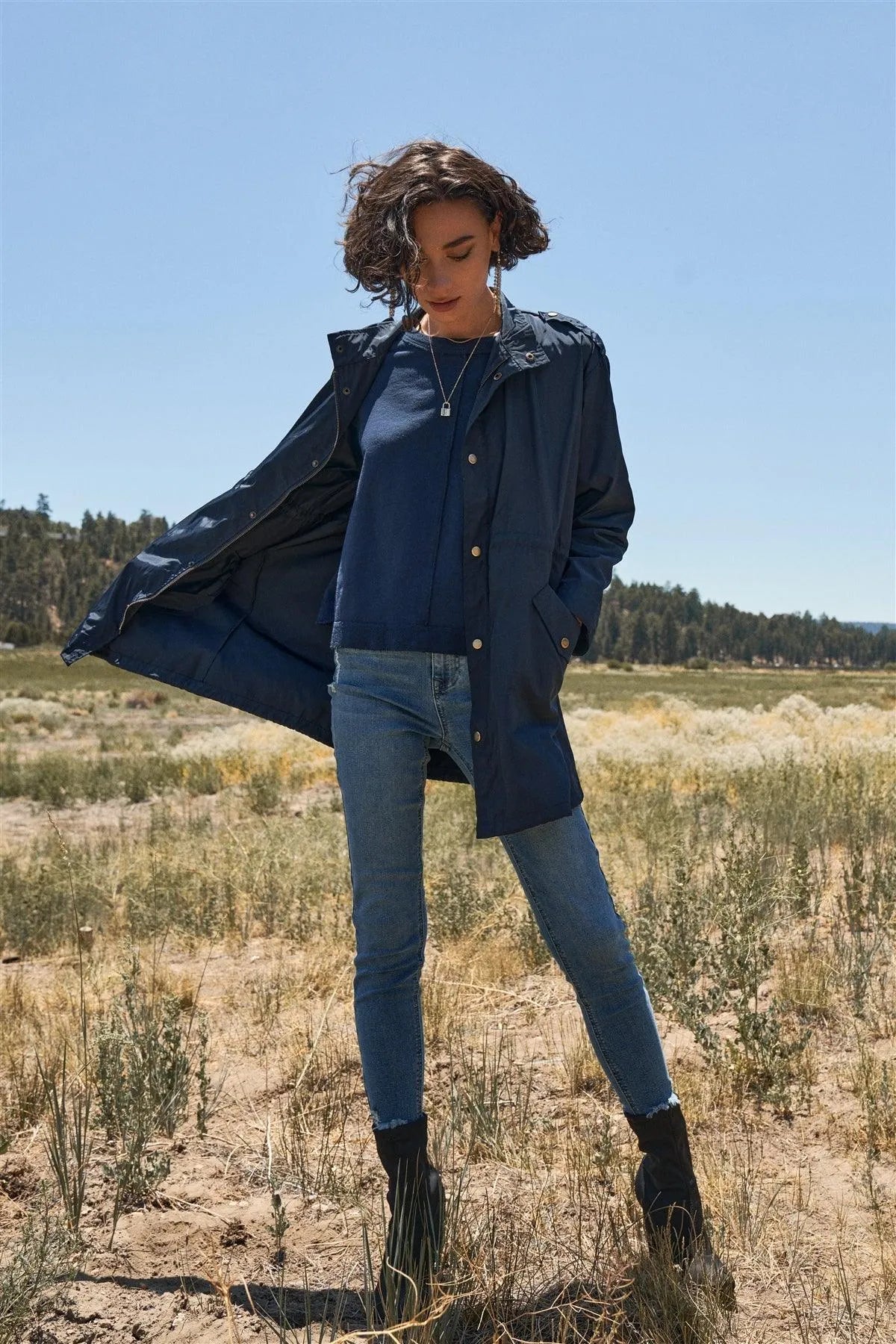 Indigo Inside Out Imitation Long Sleeve Dropped Shoulder Top /1-1-2-1 - Tasha Apparel Wholesale