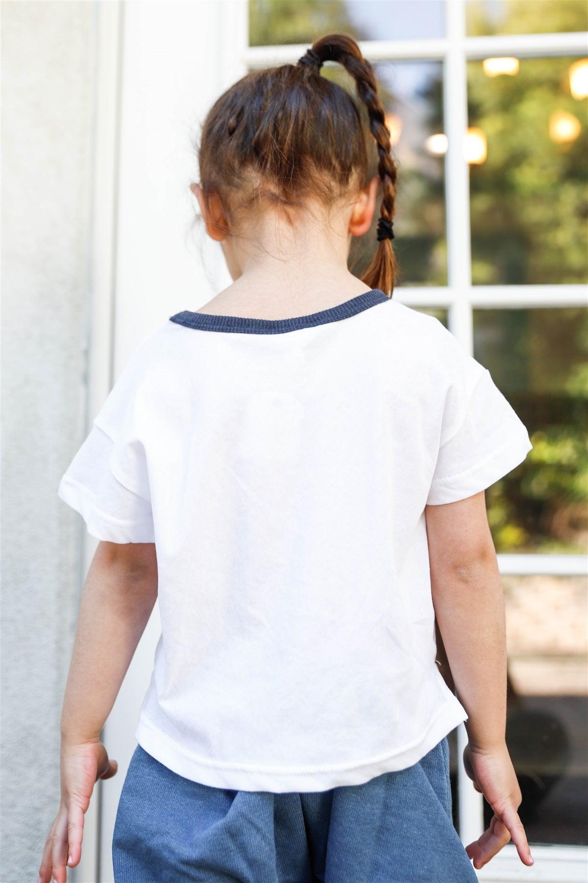 Toddler Girls White "Ocean View" Print Short Sleeve Top /1-4-1 - Tasha Apparel Wholesale