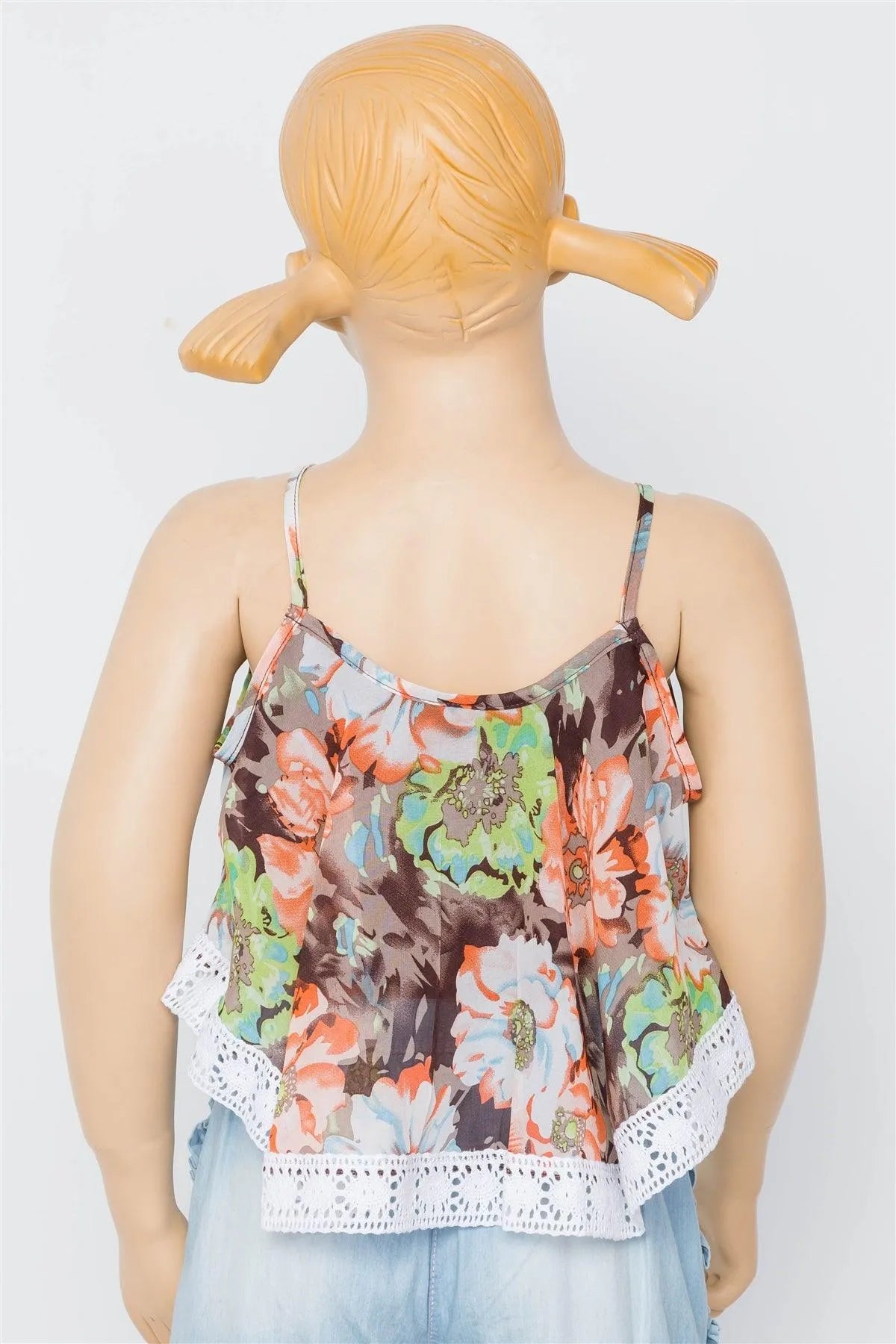 Toddler Girls Multi Brown Floral Print Cami Top / 2-1-3-2 - Tasha Apparel Wholesale