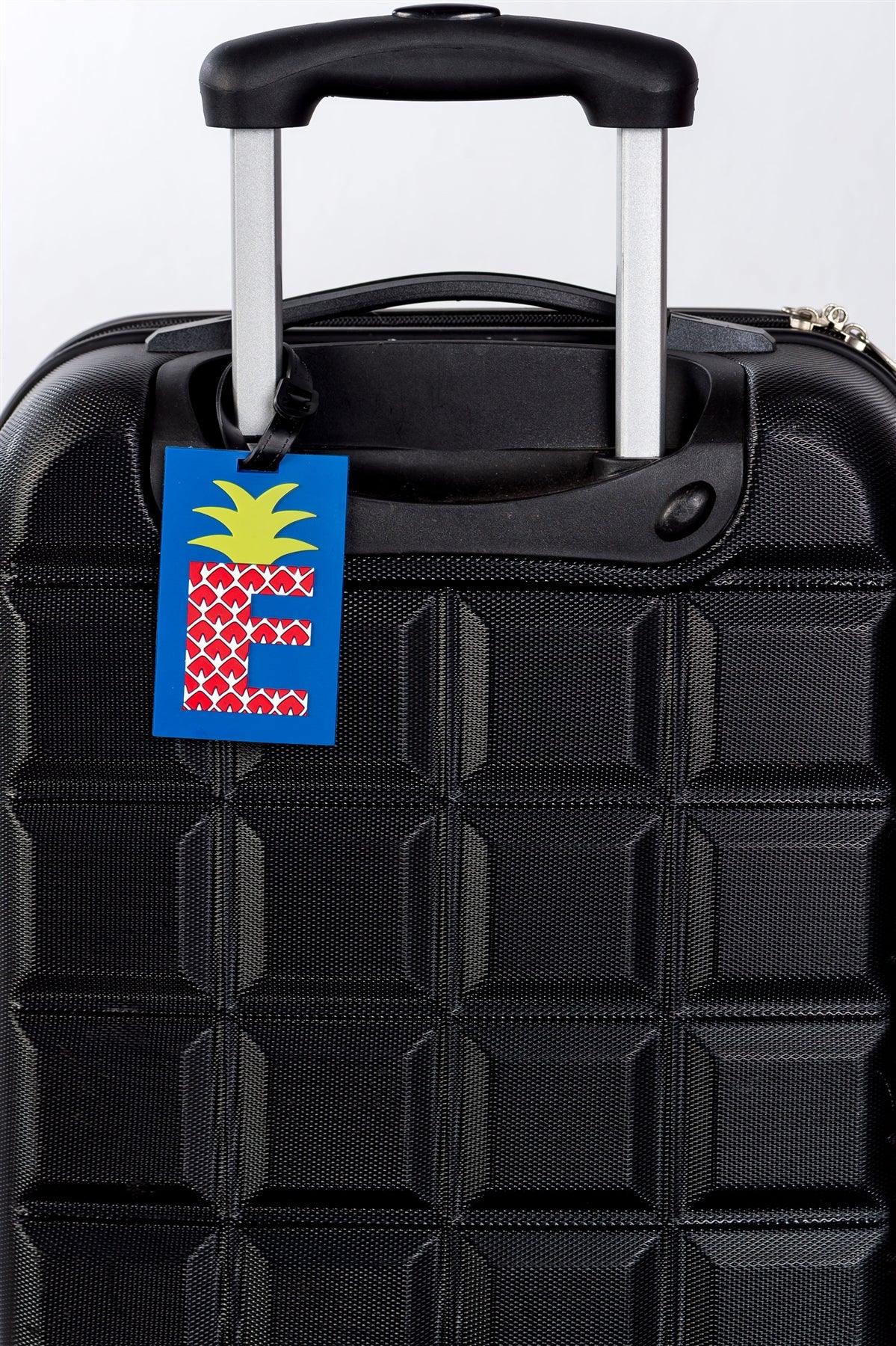 Blue Pineapple Initial Letter "E" Luggage Tag - Tasha Apparel Wholesale