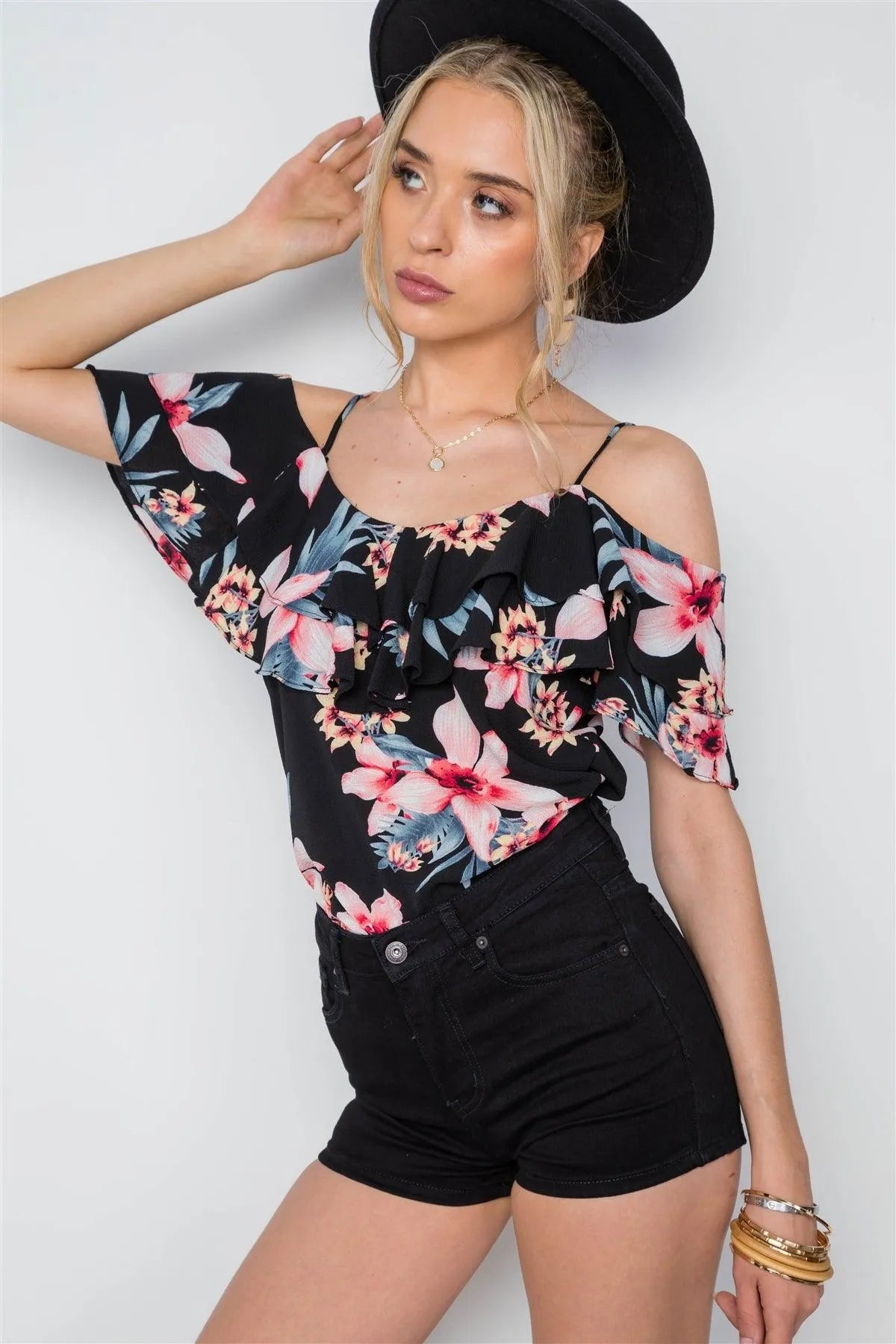 Black High Waist Denim Shorts /3-3-2 - Tasha Apparel Wholesale