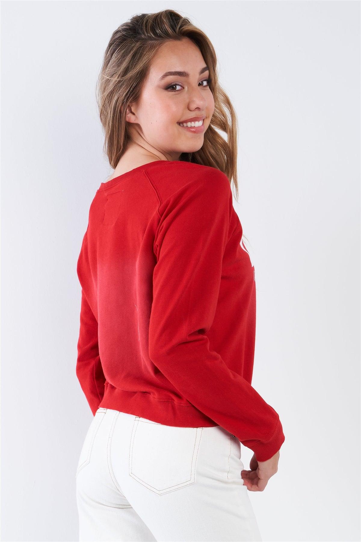 Samba Red "I Am Love, Love Attracts Love" Long Sleeve Crew Neck Top