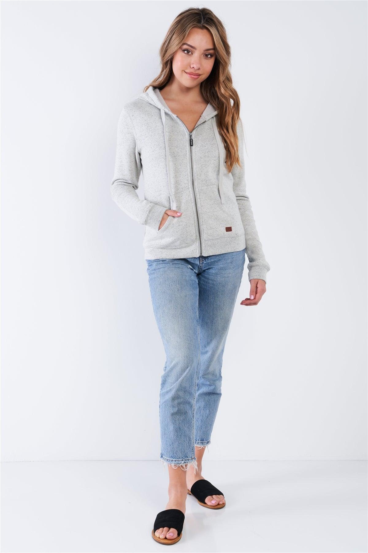 Heather Grey Long Sleeve "Love Is Everything" Zip Up Hoodie - Tasha Apparel Wholesale