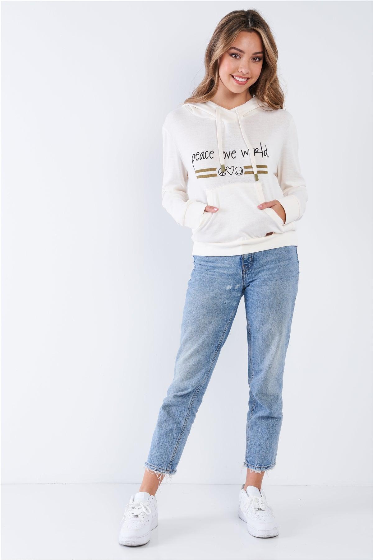 Pristine Long Sleeve "Peace Love World" Tour Hoodie Sweatshirt - Tasha Apparel Wholesale