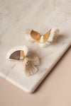 Gold Ivory Retro Chic Twisted Statement Earrings /1 Pair