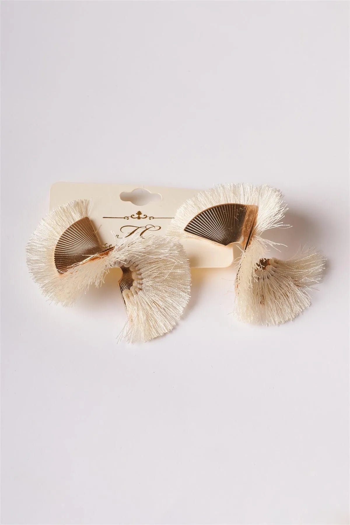 Gold Ivory Retro Chic Twisted Statement Earrings /1 Pair - Tasha Apparel Wholesale