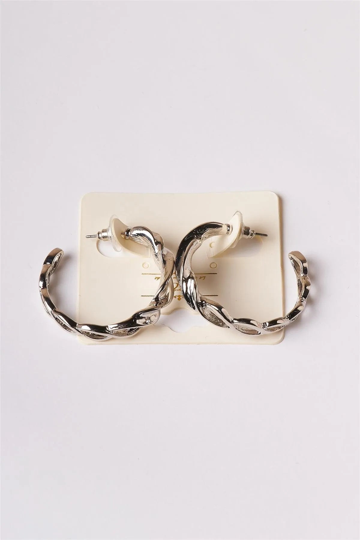 Silver Hoop Twist Earrings /1 Pair - Tasha Apparel Wholesale