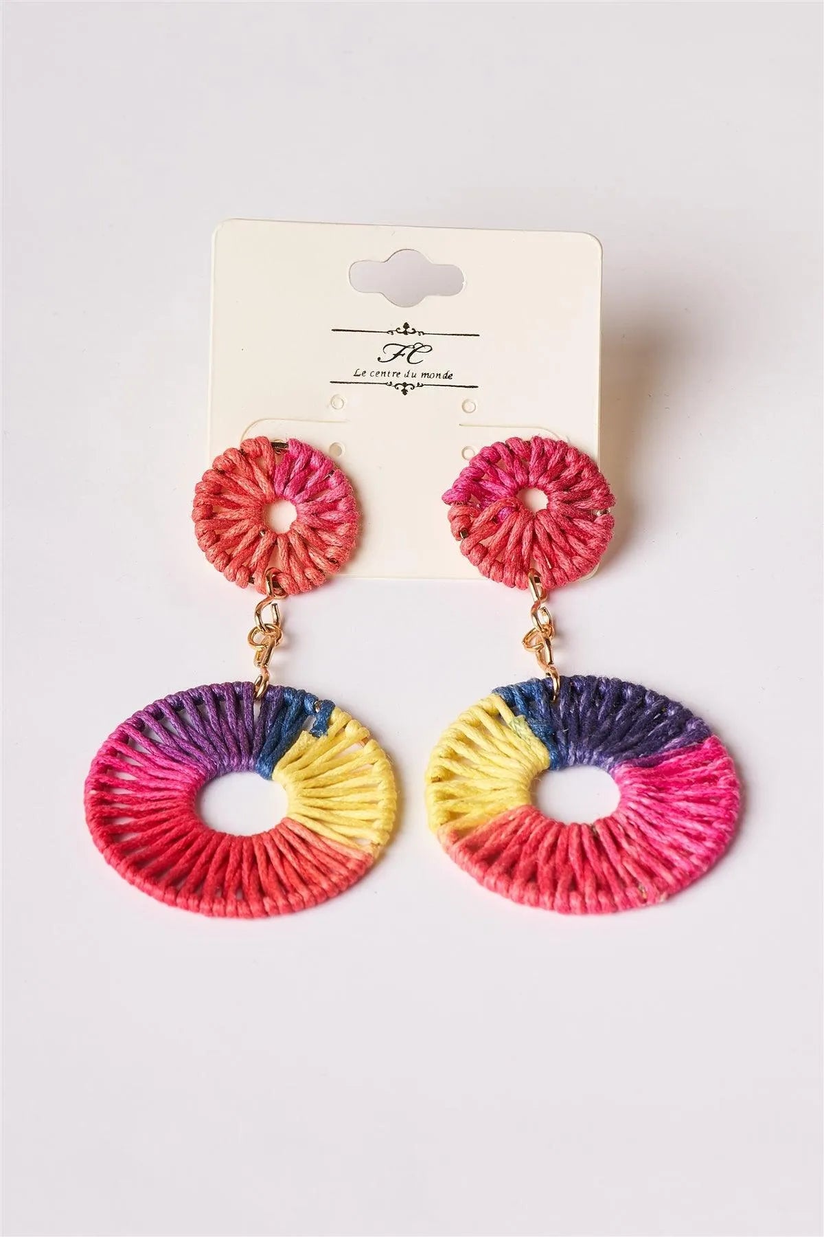 Multi-Colored Ombre Thread Weave Earrings /6 Pairs - Tasha Apparel Wholesale