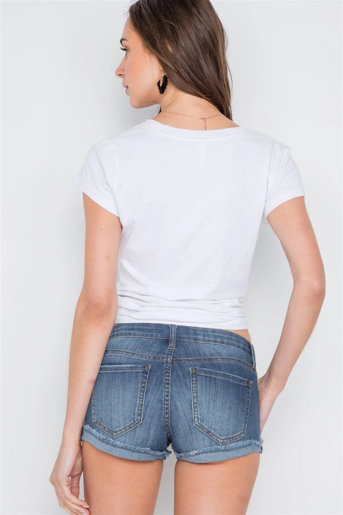 Denim Low-Rise Button Fly Shorts /1-1-1-2-3-2-1-1-1-1 - Tasha Apparel Wholesale