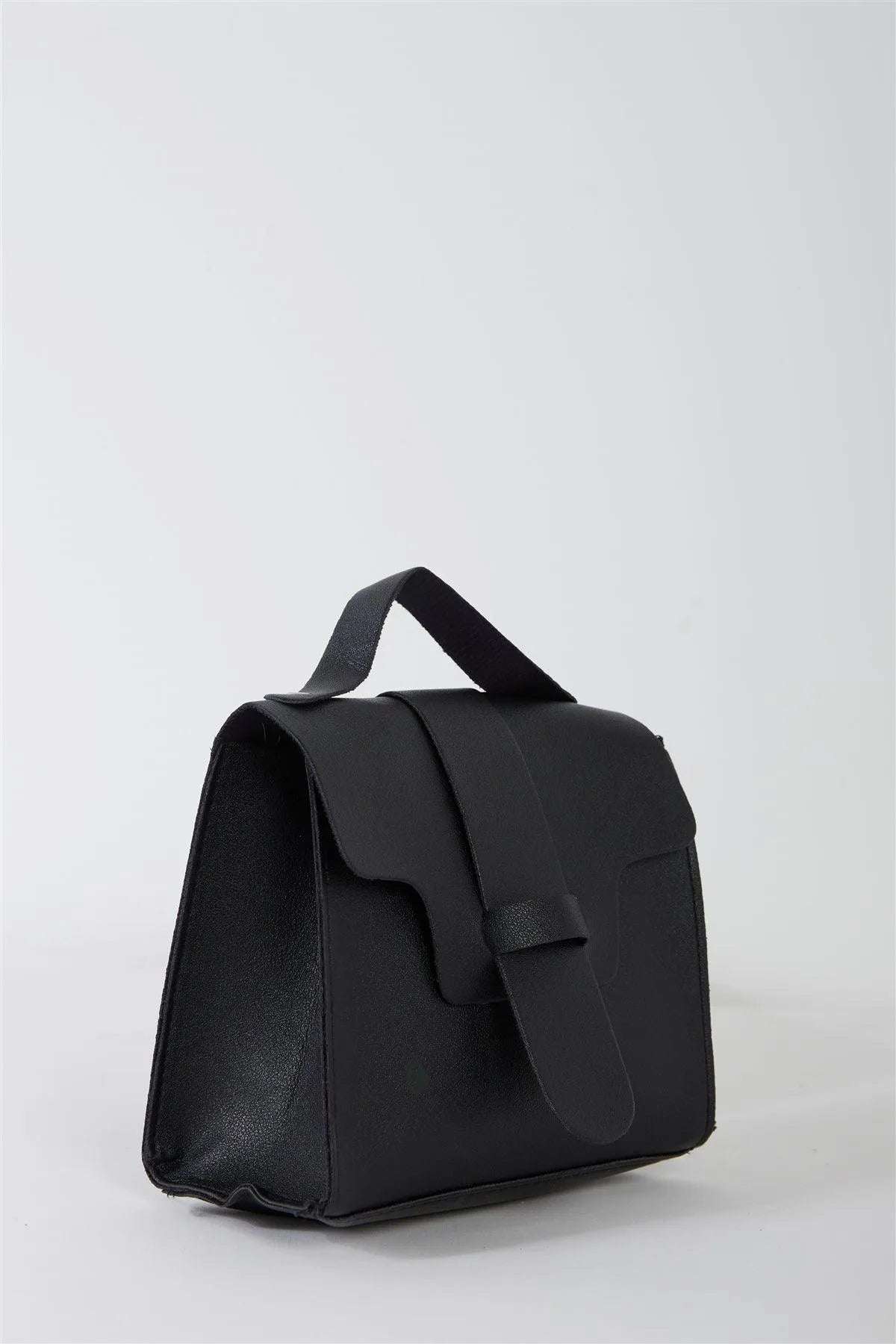 Black Vegan Leather Buckle Comfortable Crossbody Flap Satchel Handbag /3 Bags - Tasha Apparel Wholesale