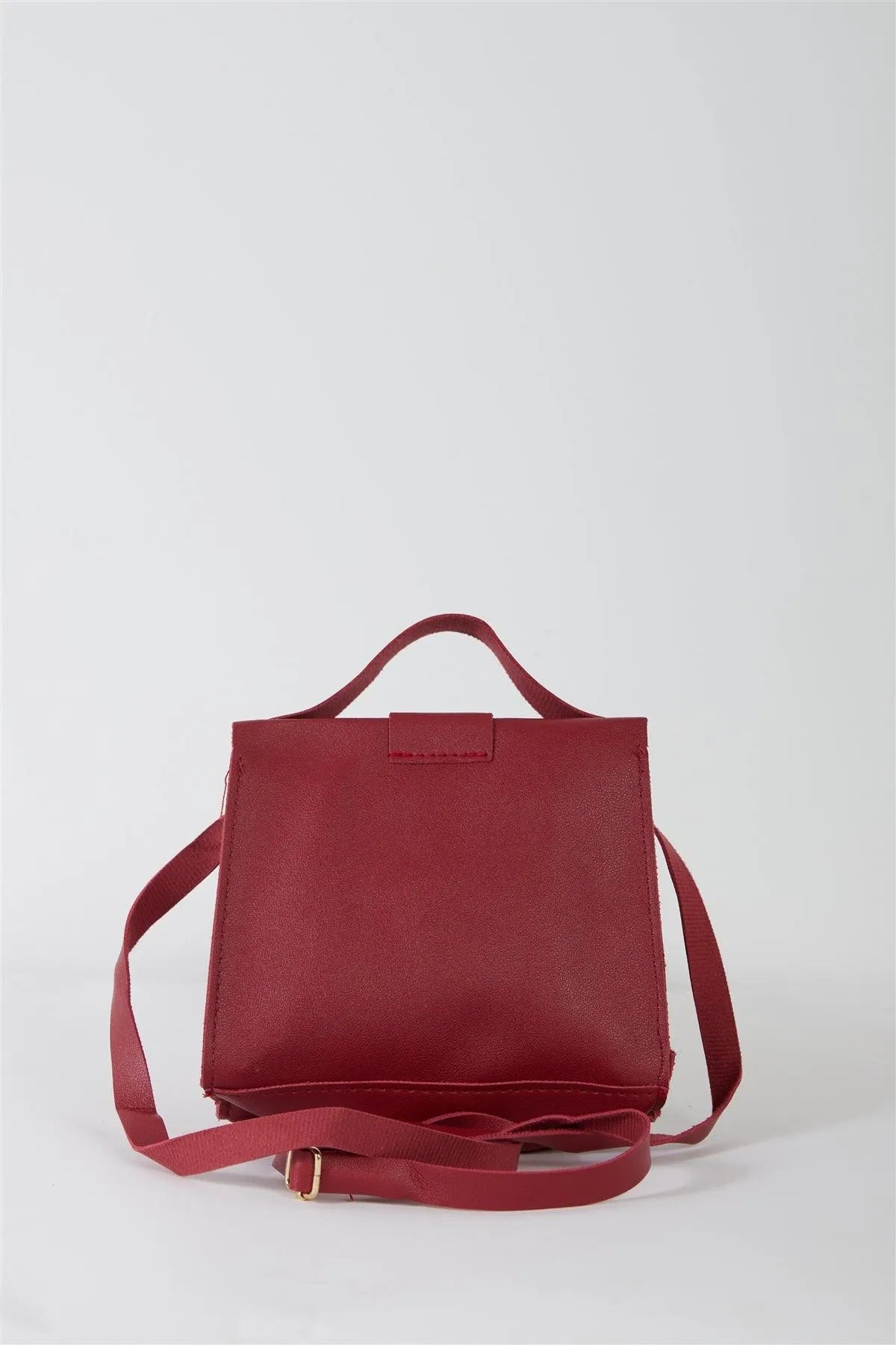 Vegan Leather Buckle Crossbody Flap Satchel Handbag - Tasha Apparel Wholesale
