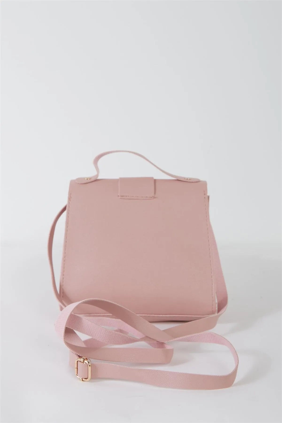 Blush Vegan Leather Buckle Comfortable Crossbody Flap Satchel Handbag /3 Bags - Tasha Apparel Wholesale
