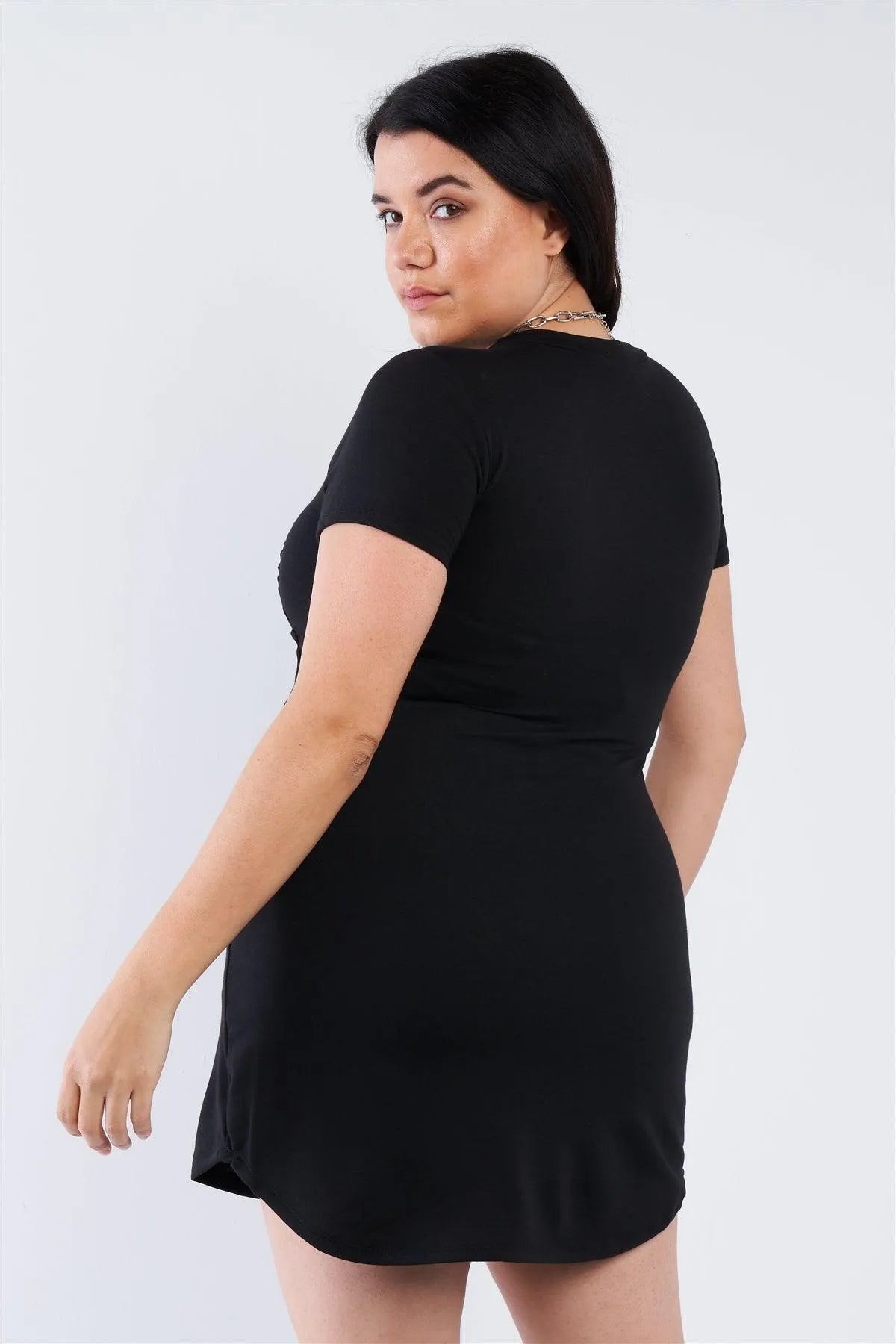 Junior Plus Size Black Graphic T-shirt Dress /2-2-2 - Tasha Apparel Wholesale