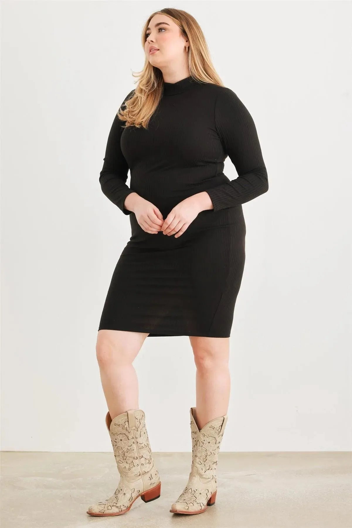 Plus Size Chic Open Back Ribbed Bodycon Midi Dress - Tasha Apparel Wholesale