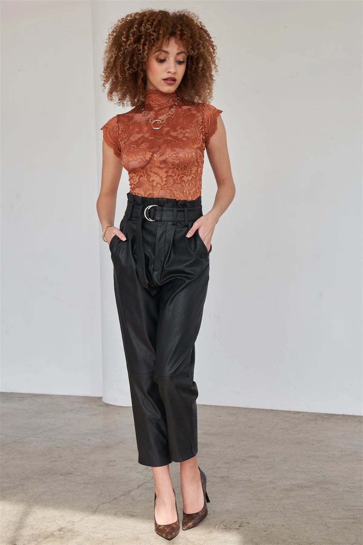 Red Bean Lace Collared Short Sleeve Corset Back Sexy Bodysuit /2-2-2 - Tasha Apparel Wholesale