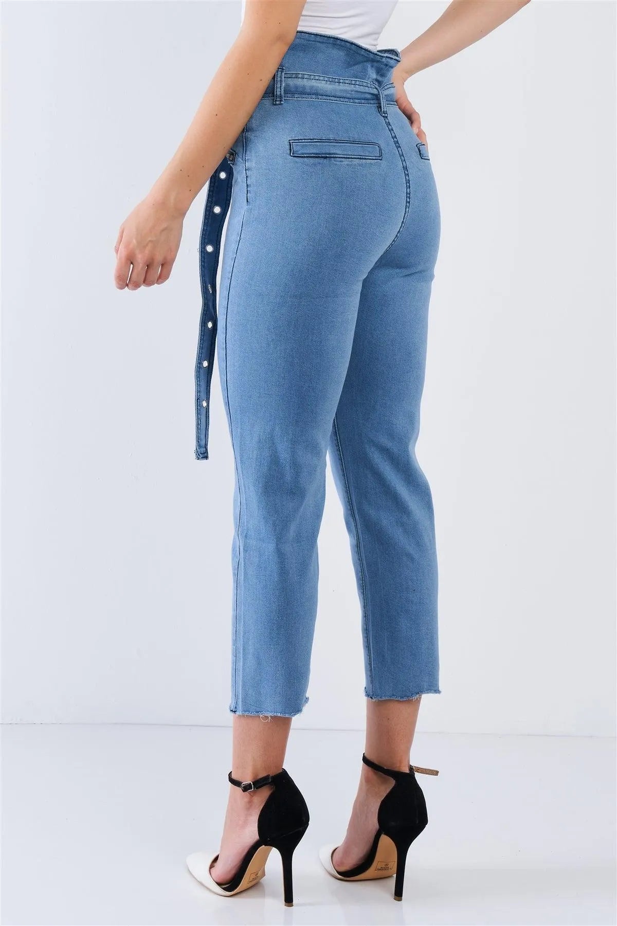 Light Denim High Waisted Tapered Jeans /2-2-2 - Tasha Apparel Wholesale