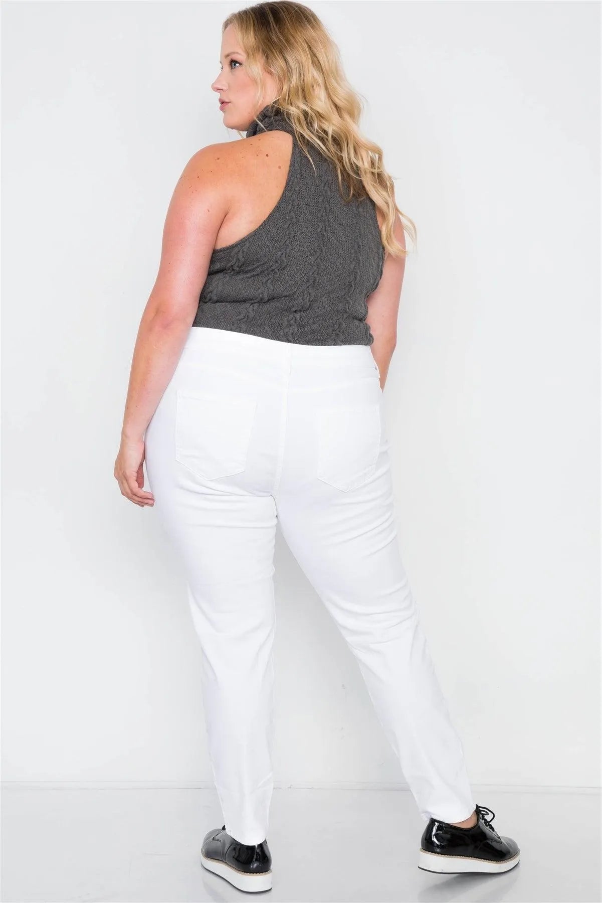 Plus Size Hunter Green Cable Knit Turtleneck Sleeveless Bodysuit /2-1-1 - Tasha Apparel Wholesale