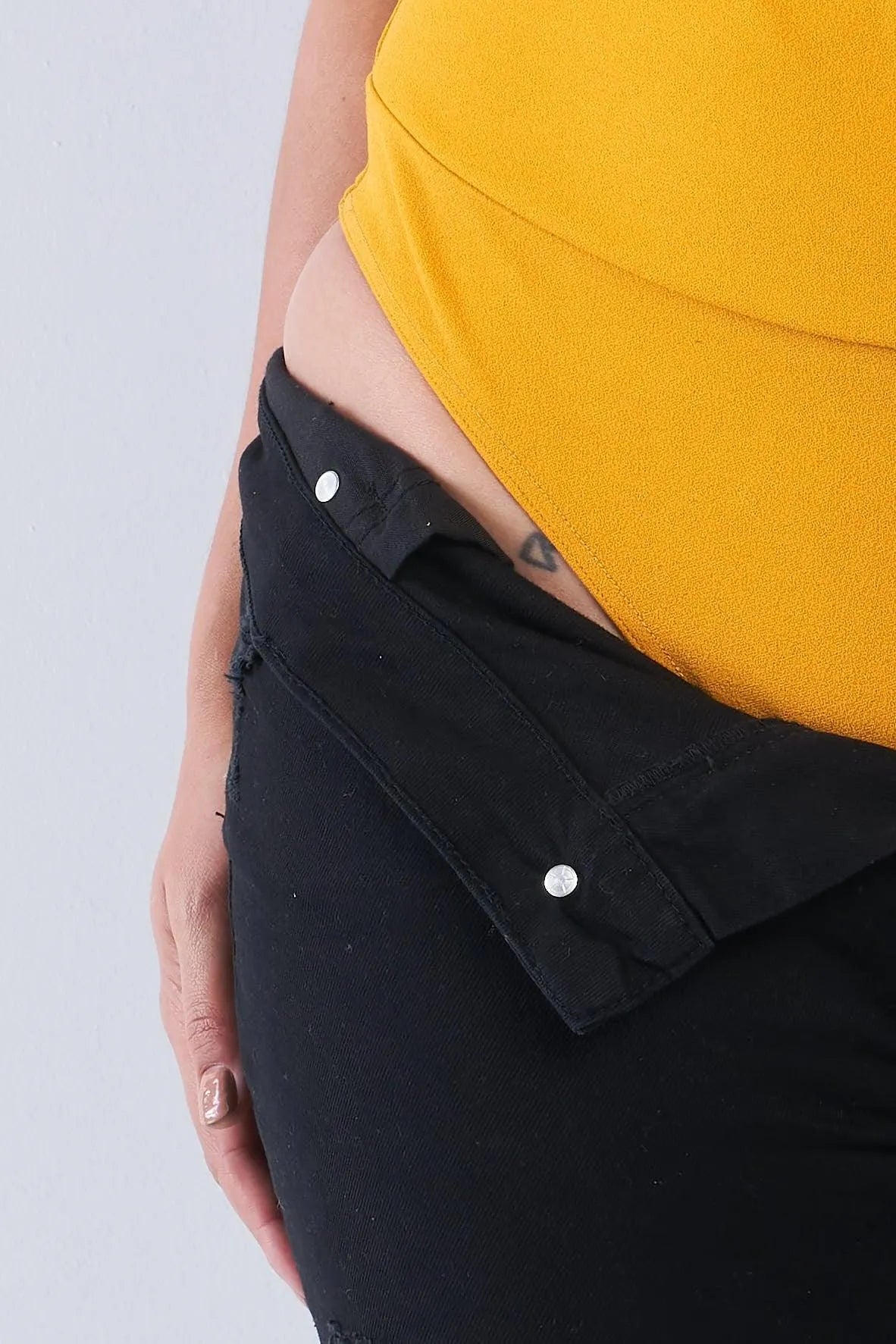 Junior Plus Mustard V-Neck Flare Trim Bodysuit /2-2-2 - Tasha Apparel Wholesale