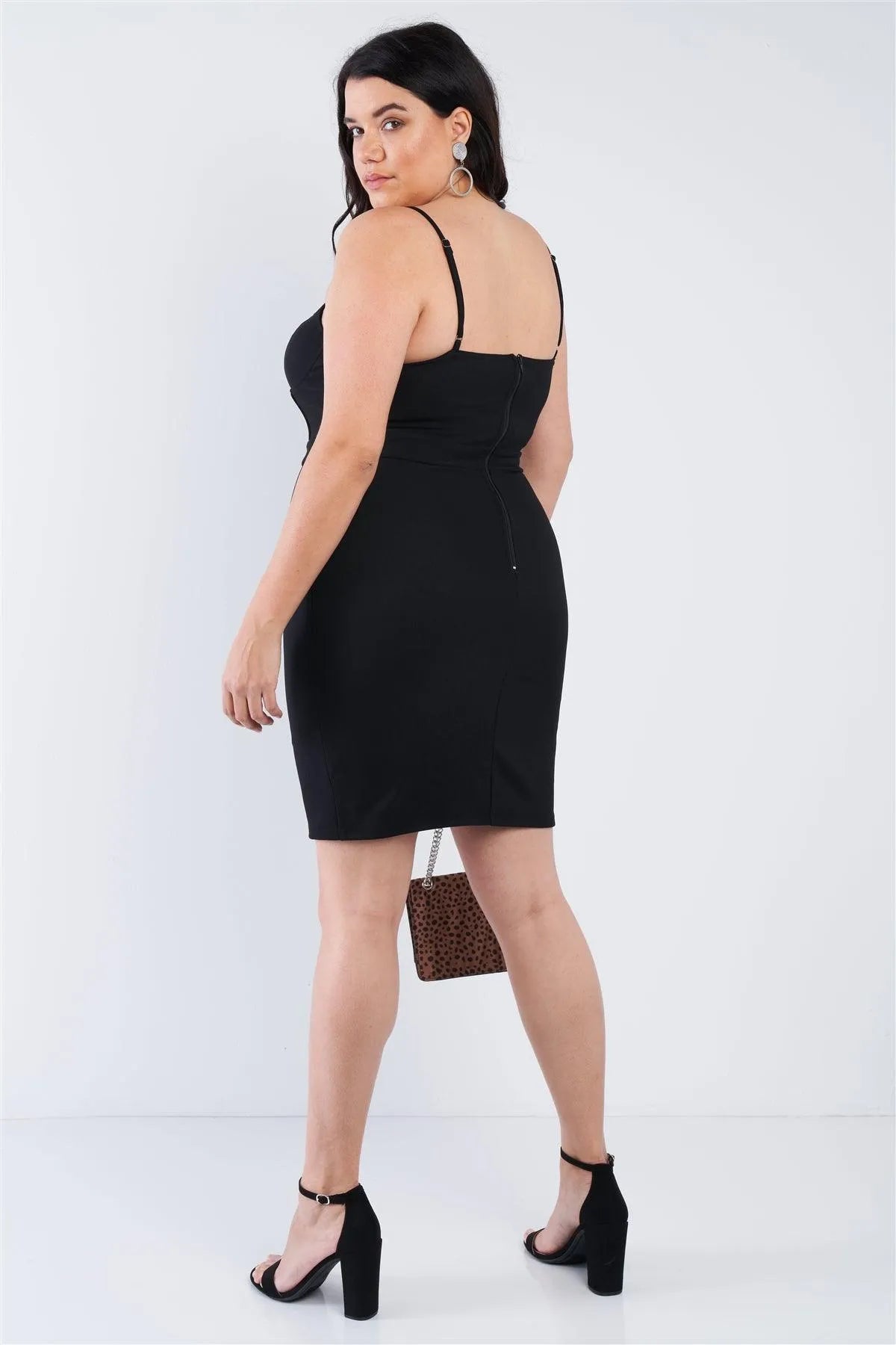 Junior Plus Size Black Mini Sweetheart Dress /3-2-2 - Tasha Apparel Wholesale
