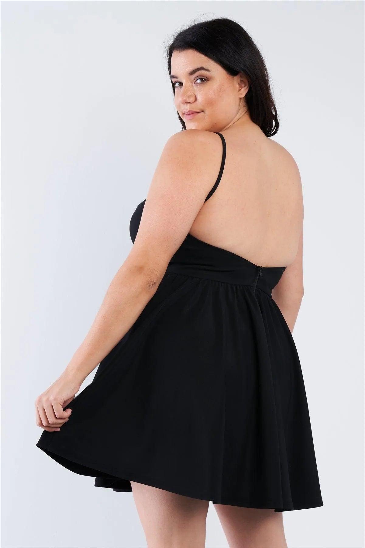 Junior Plus Size Black Fit N' Flare Mini Dress /3-2-2 - Tasha Apparel Wholesale