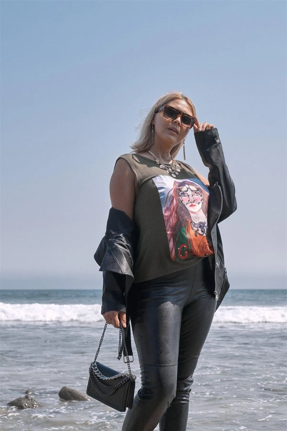 Junior Plus Size Glamorous Black Vegan Leather Slim Fit Pants /2-2 - Tasha Apparel Wholesale