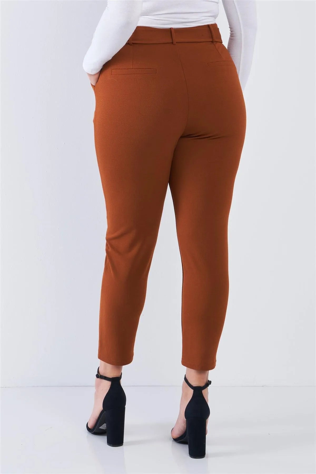 Junior Plus Size Ginger Bread High Waisted Ankle Length Pants /2-2-2 - Tasha Apparel Wholesale
