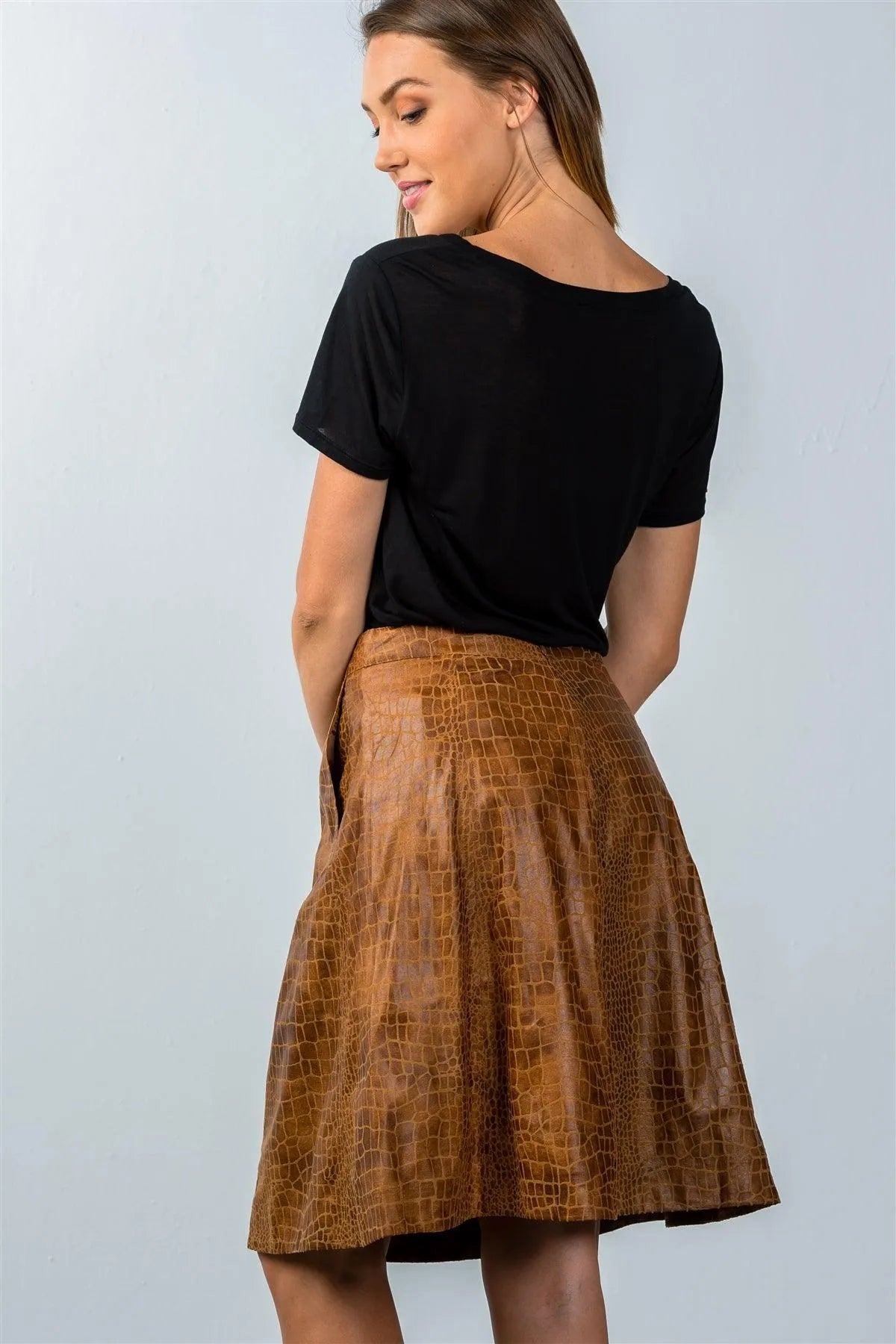 Brown Animal Print Mini Skirt / 2-1-1 - Tasha Apparel Wholesale