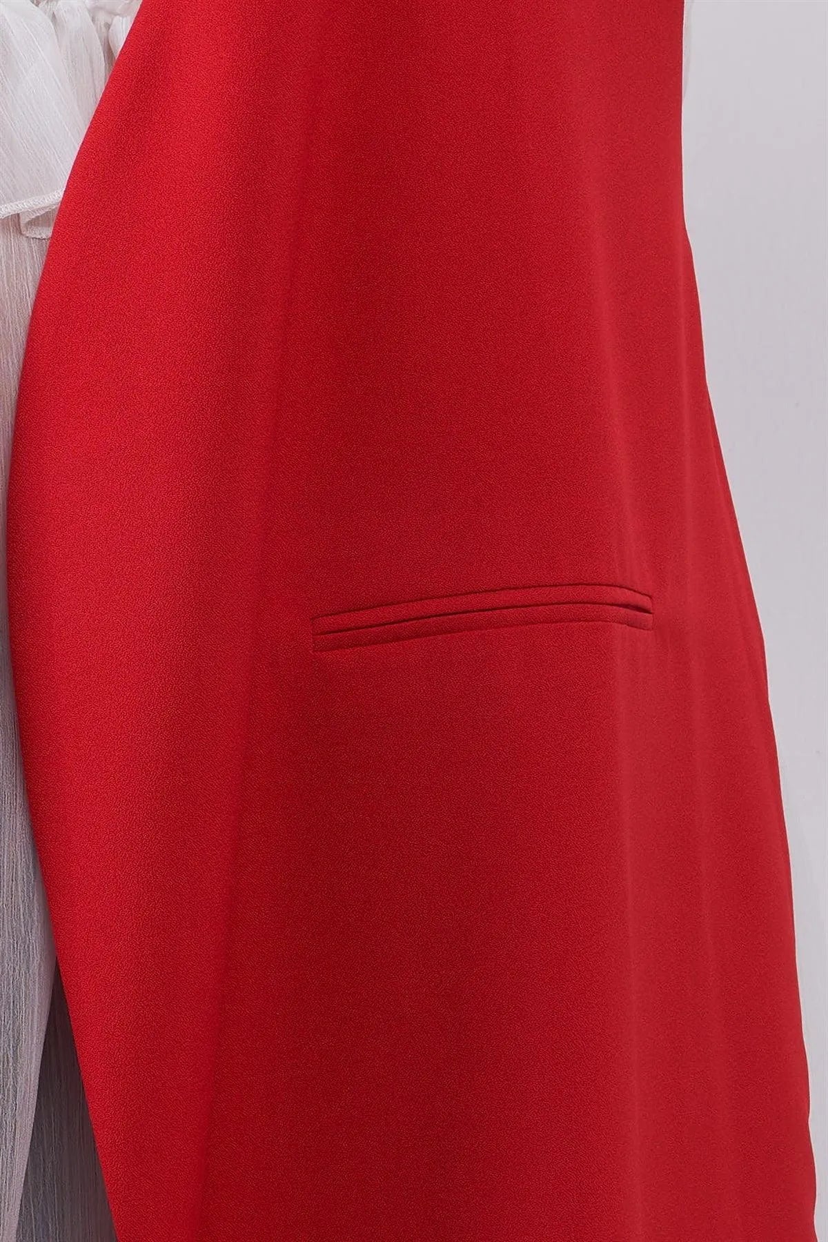 Junior Plus Red Open Front And Side Sleeveless Long Vest /6 Pieces - Tasha Apparel Wholesale