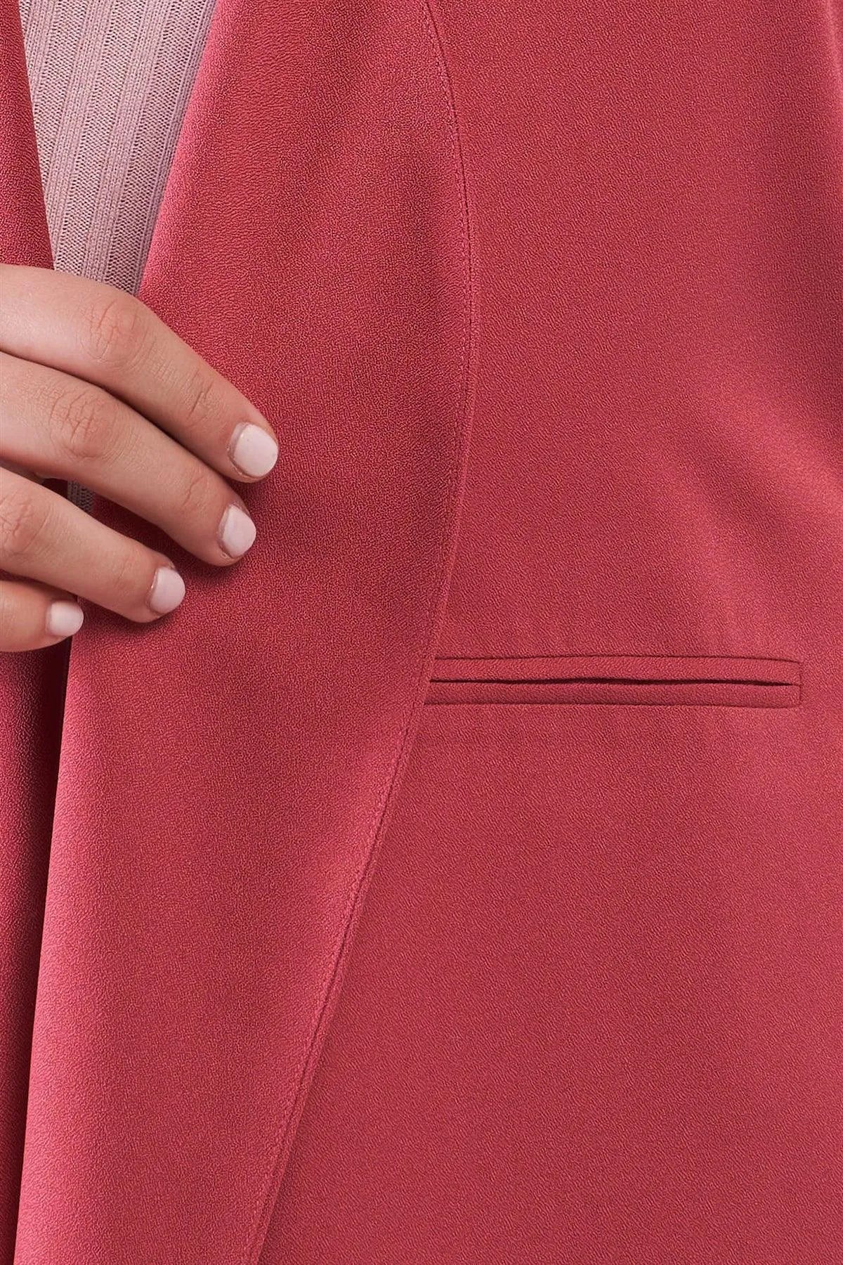 Junior Plus Rust Open Front And Side Sleeveless Long Vest - Tasha Apparel Wholesale