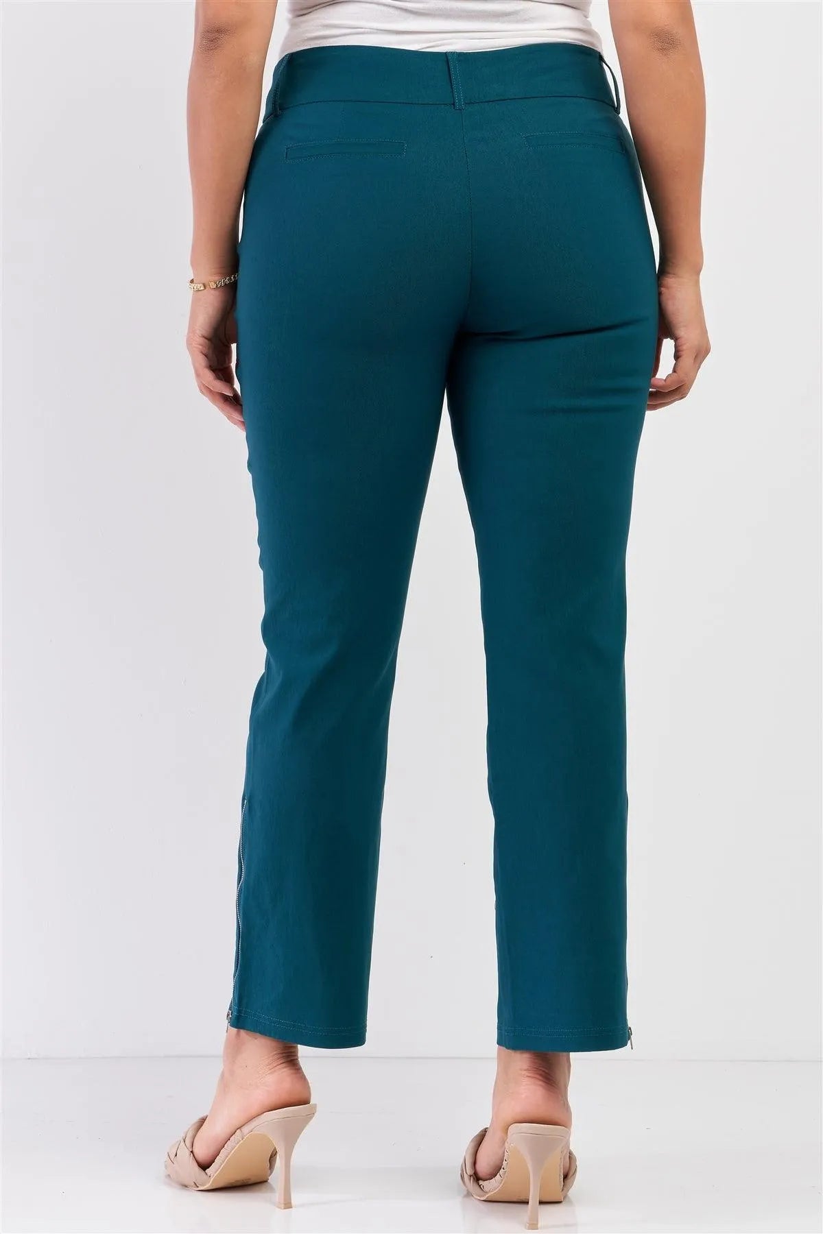 Junior Plus Shaded-Spruce Mid-Rise Two Side Leg Zipper Pants /2-2-1 - Tasha Apparel Wholesale