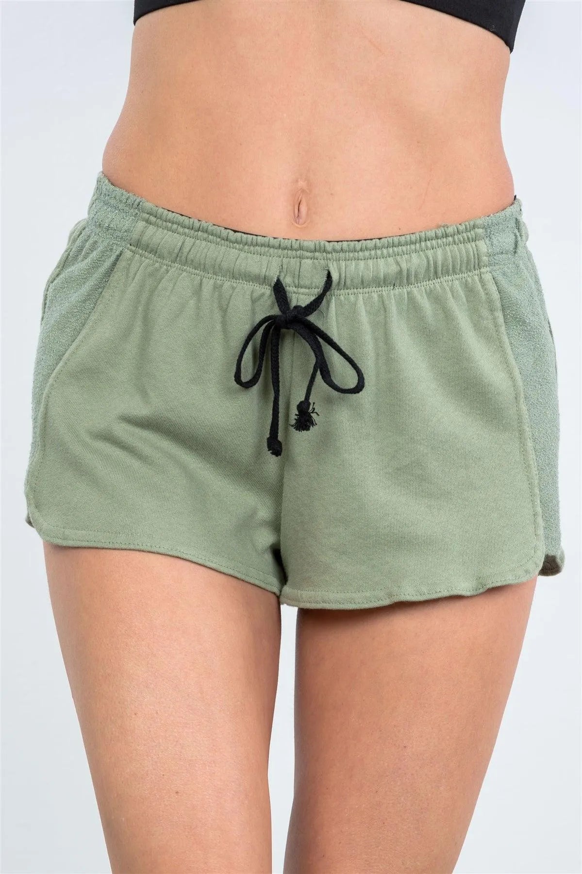 Avocado Contrast Drawstring Waist Shorts /3-2-1 - Tasha Apparel Wholesale
