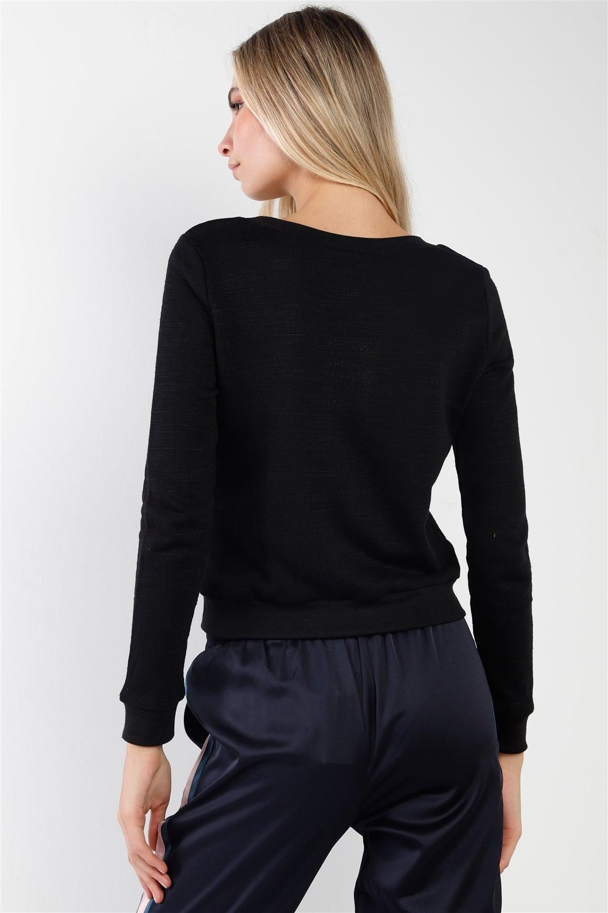 Black Hole & Sequins Knit  Pullover Sweater /3-2-1