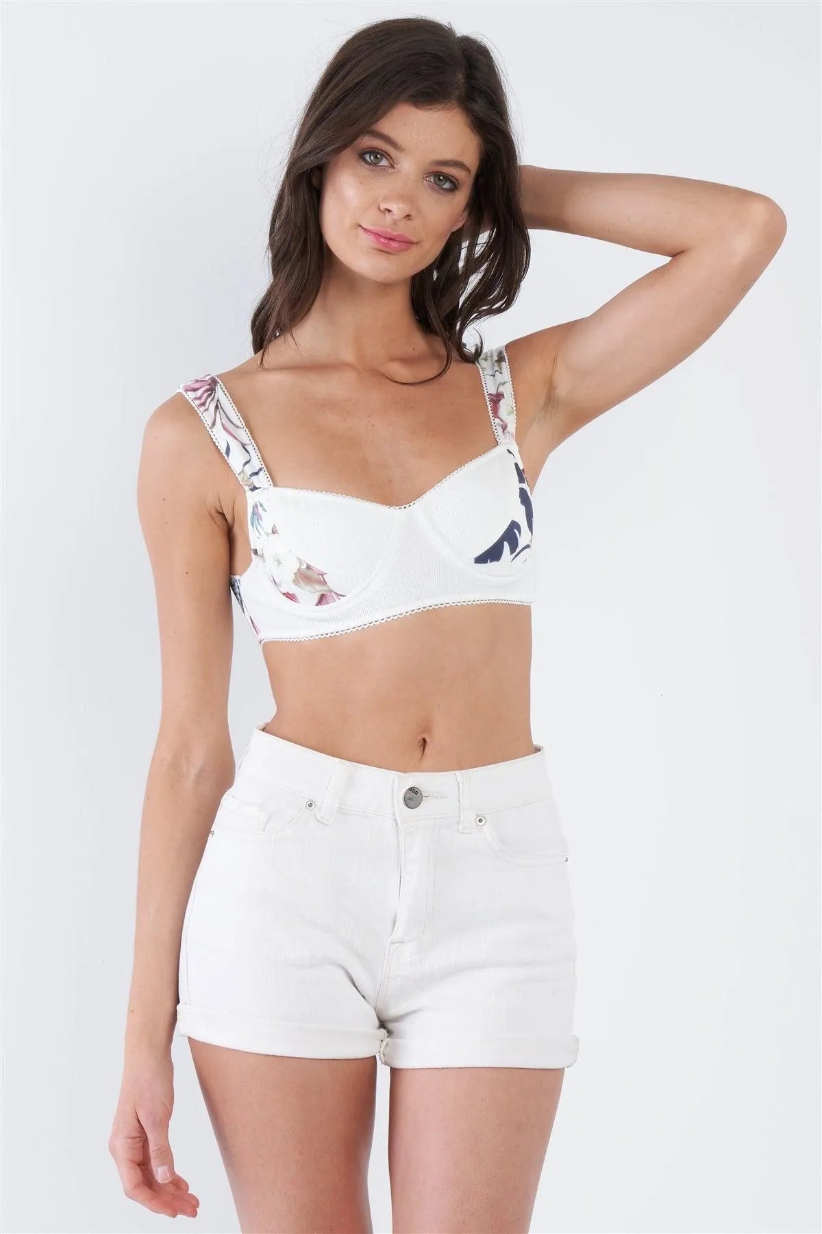 Blush Pink Classic Floral Full Support Bra - Tasha Apparel Wholesale