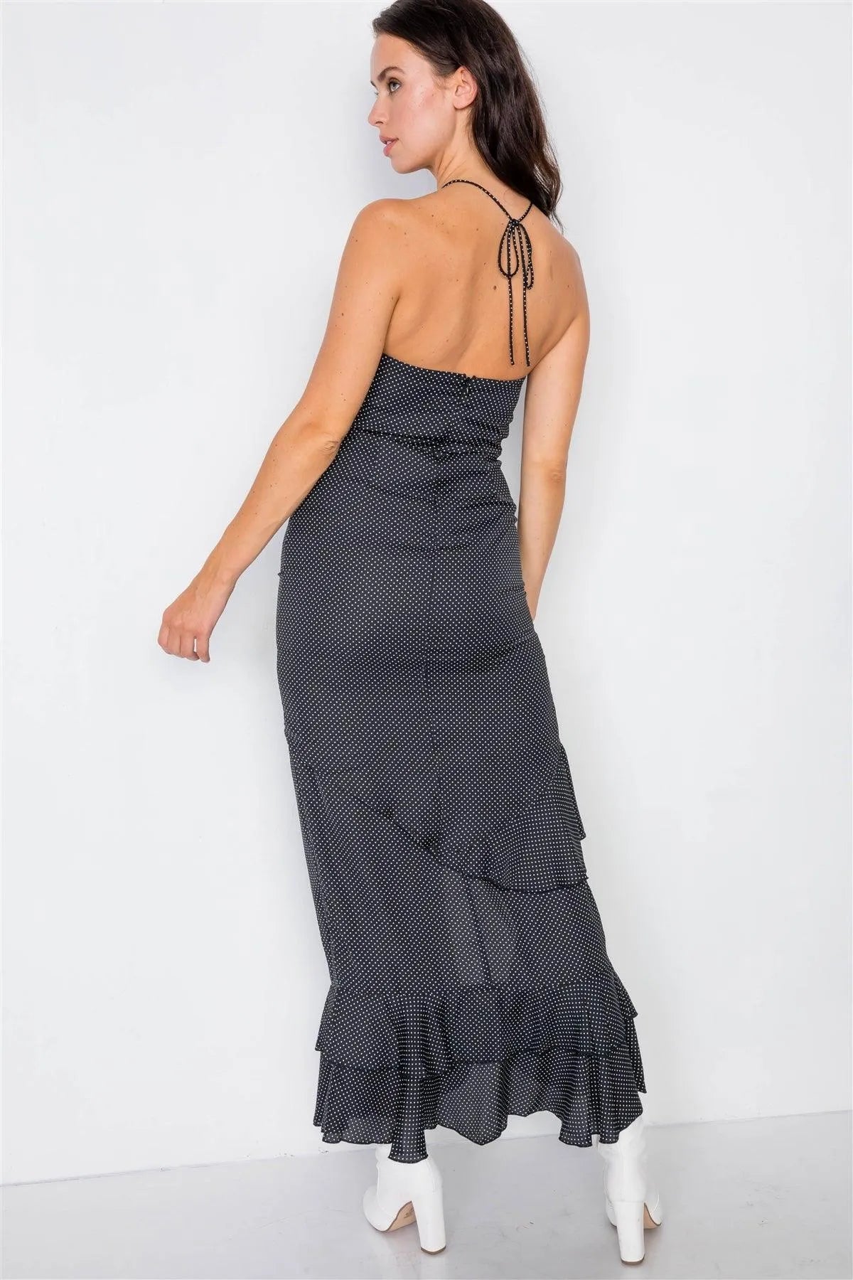 Black Halter Top Polkadot Maxi Dress /3-2-1 - Tasha Apparel Wholesale