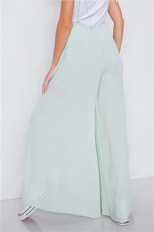 Mint Overall Vintage Semi Sheer Wide Leg Jumpsuit /3-2-1 - Tasha Apparel Wholesale