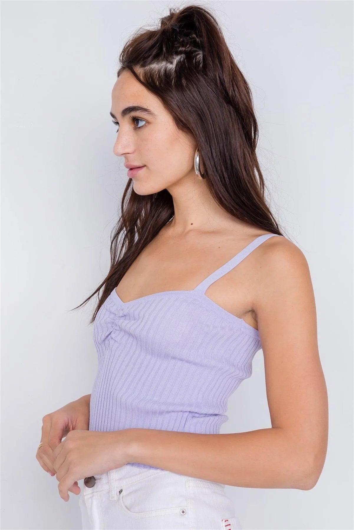 Lavender Ribbed V-Neck Basic Chic Tank Top /3-2-1 - Tasha Apparel Wholesale