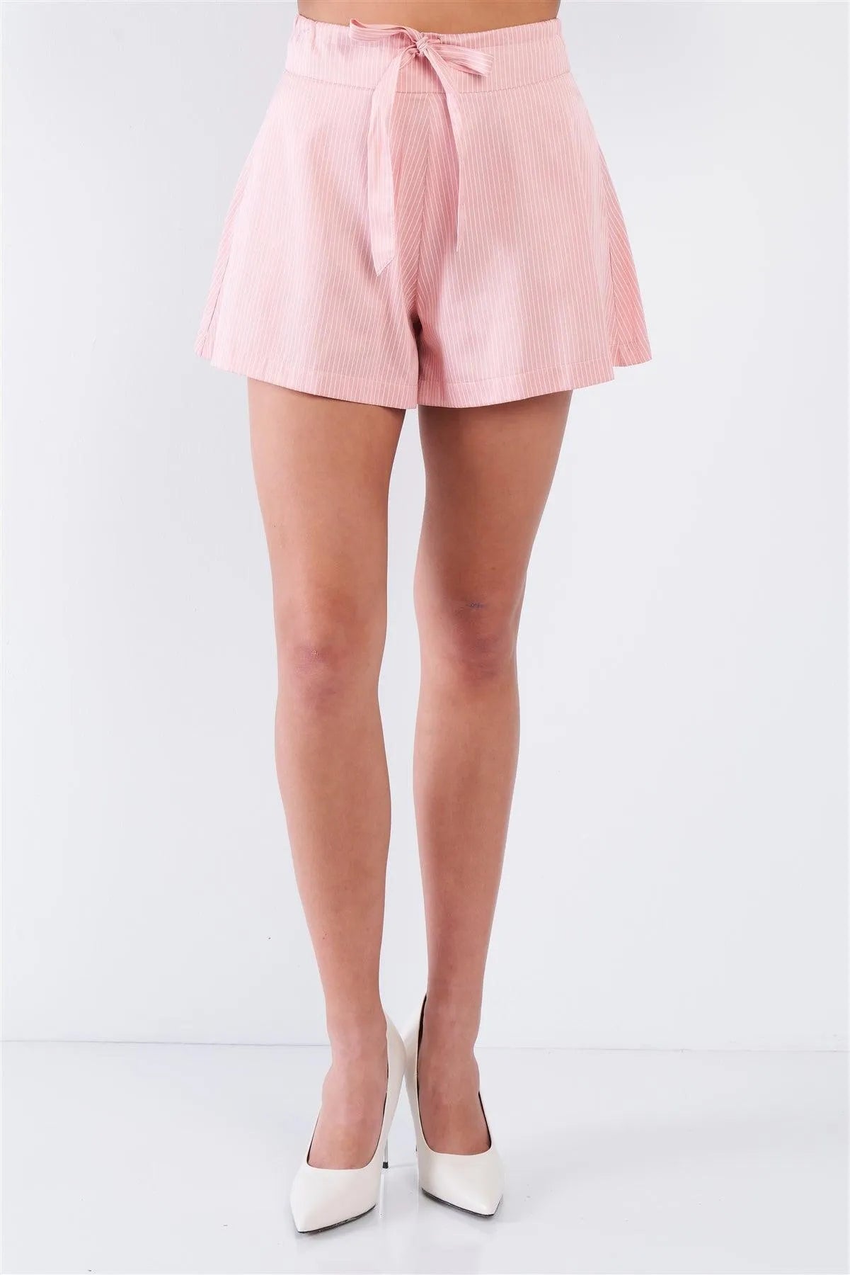 Pink Cotton Cotton Tie Dye Pinstripe Square Neck Crop Top & Mini Chic Short Set /3-2-1 - Tasha Apparel Wholesale