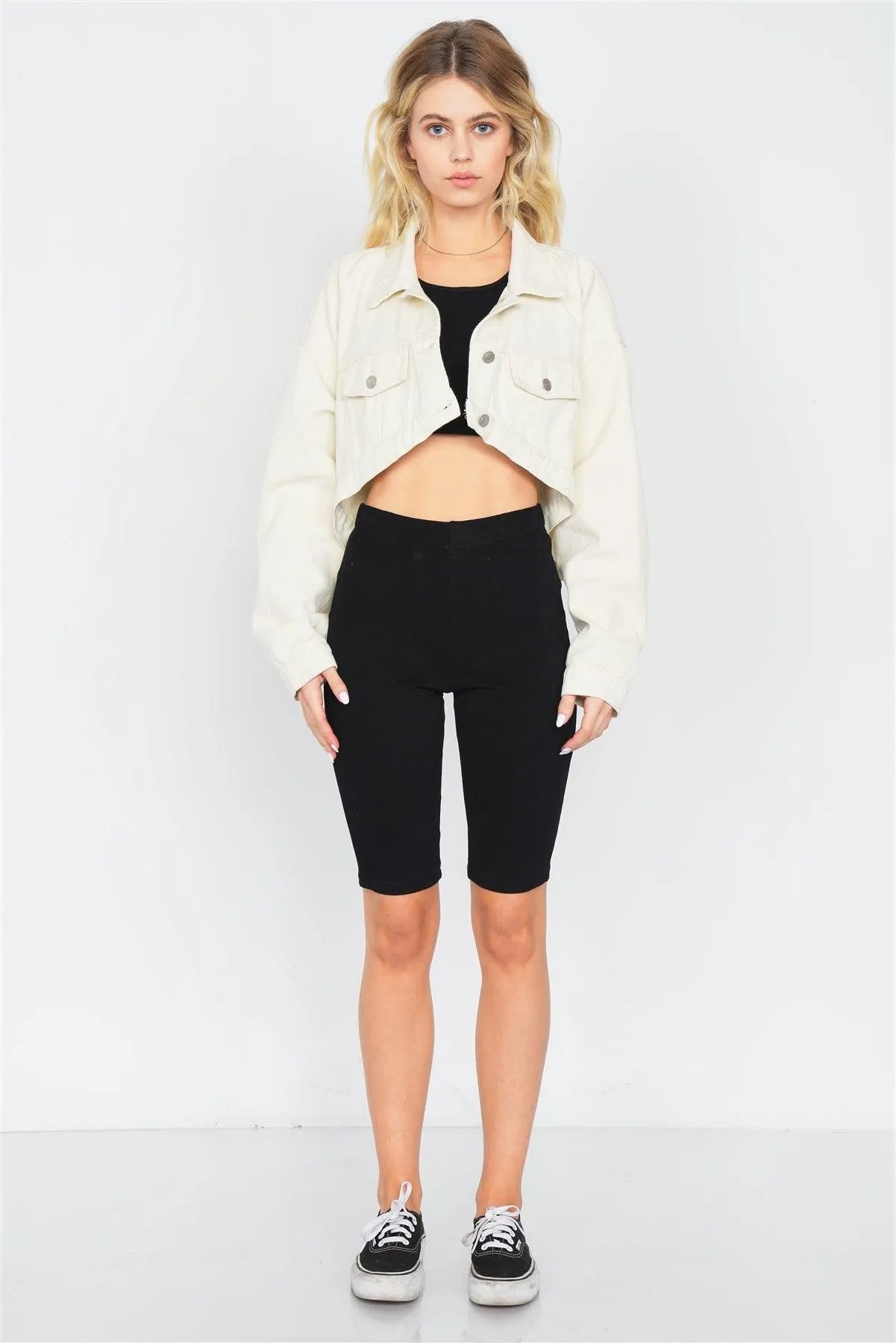 Black Stretchy Athletic Biker Shorts /4-2-1 - Tasha Apparel Wholesale