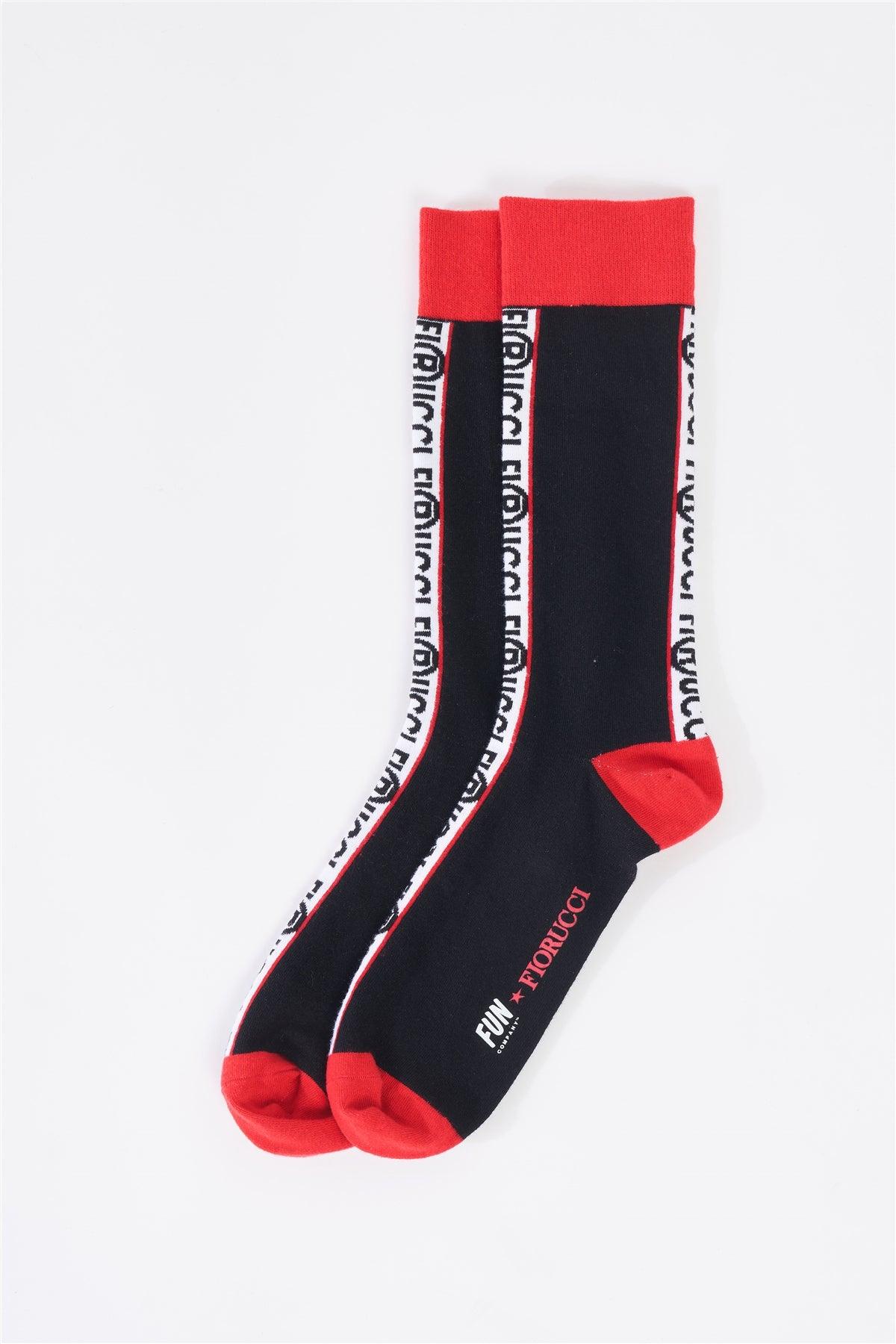 Fiorucci Fun Black & Red Mid Calf Logo Text Detail Socks /3 Pairs