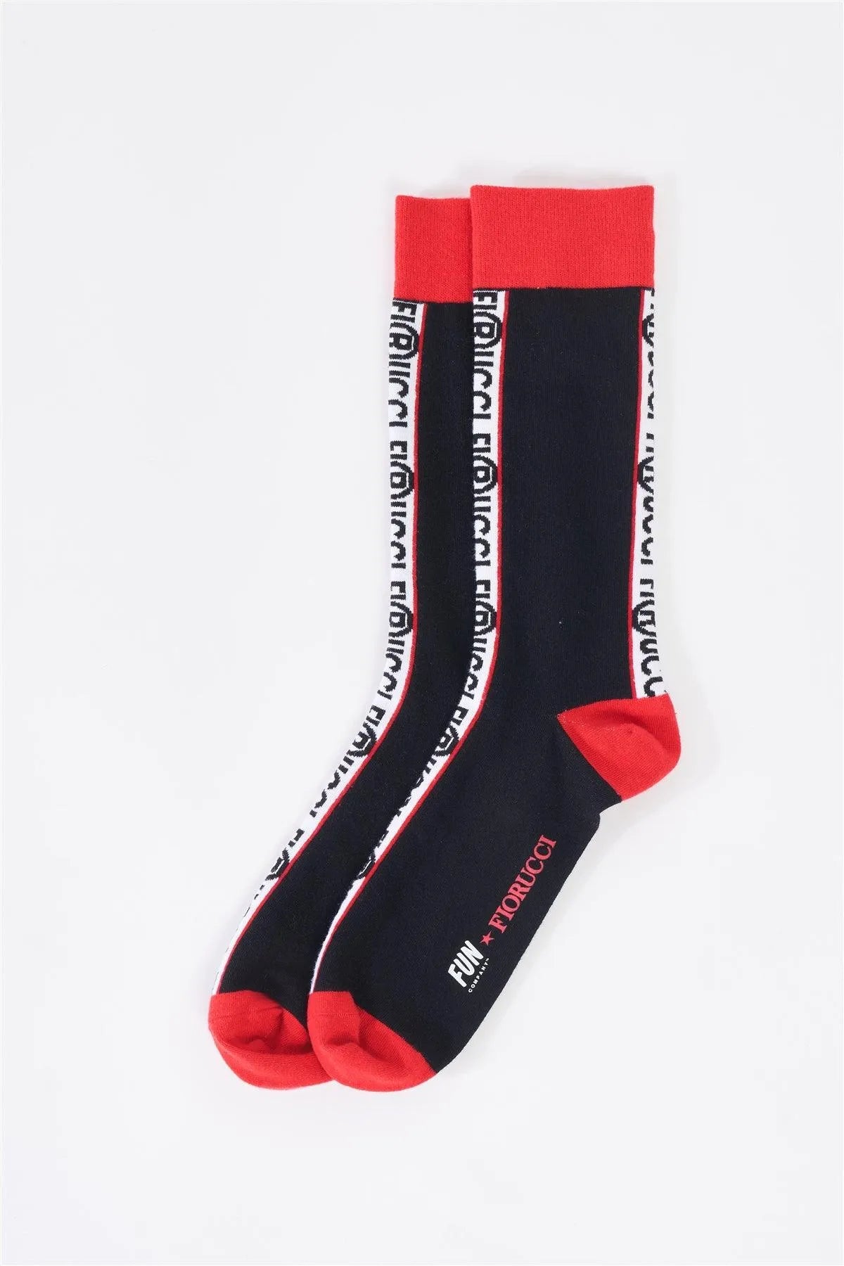 Fiorucci x Fun Black & Red Mid Calf Logo Text Socks - Tasha Apparel Wholesale