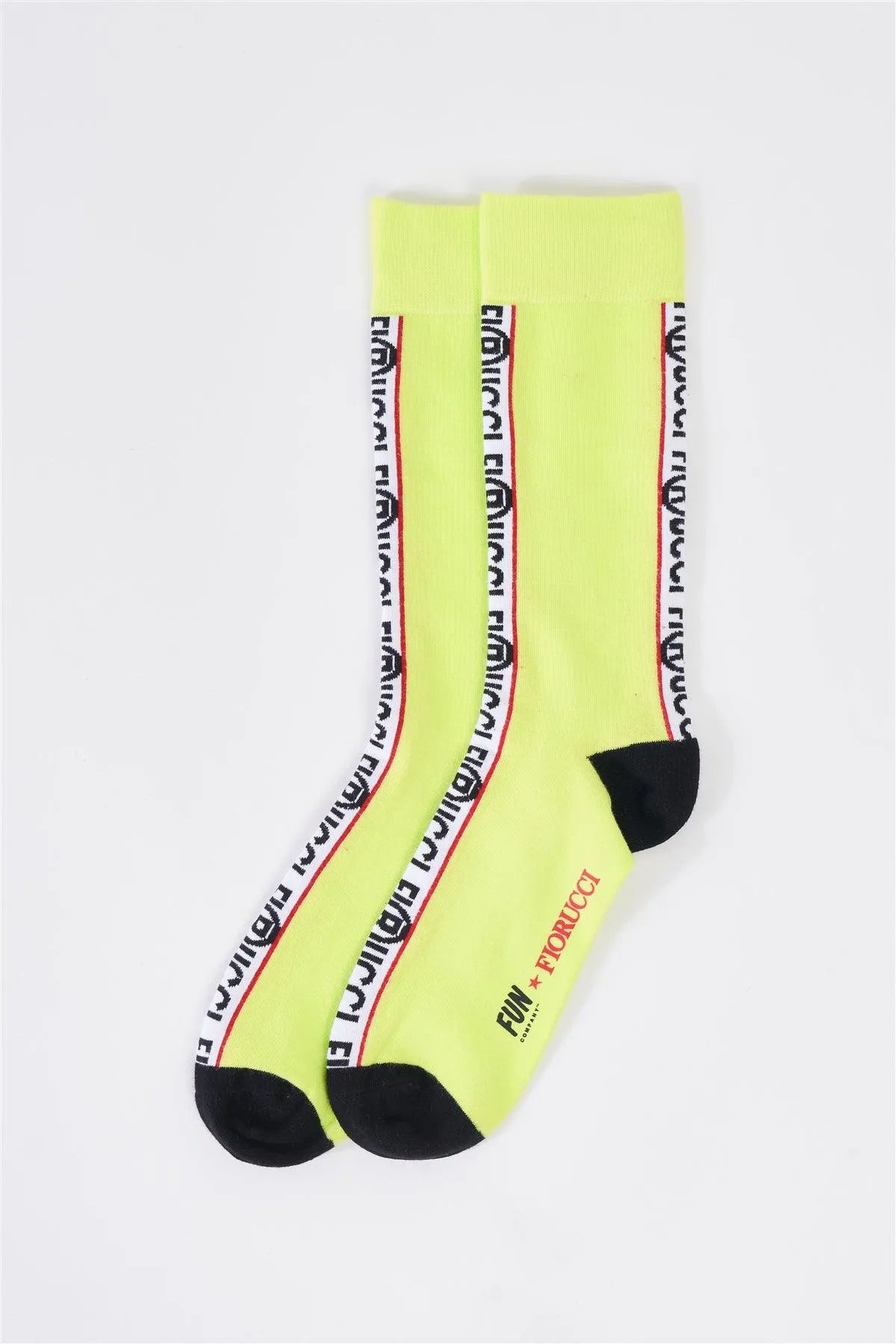 Fiorucci Fun Lime Green Mid Calf Logo Text Detail Socks - Tasha Apparel Wholesale