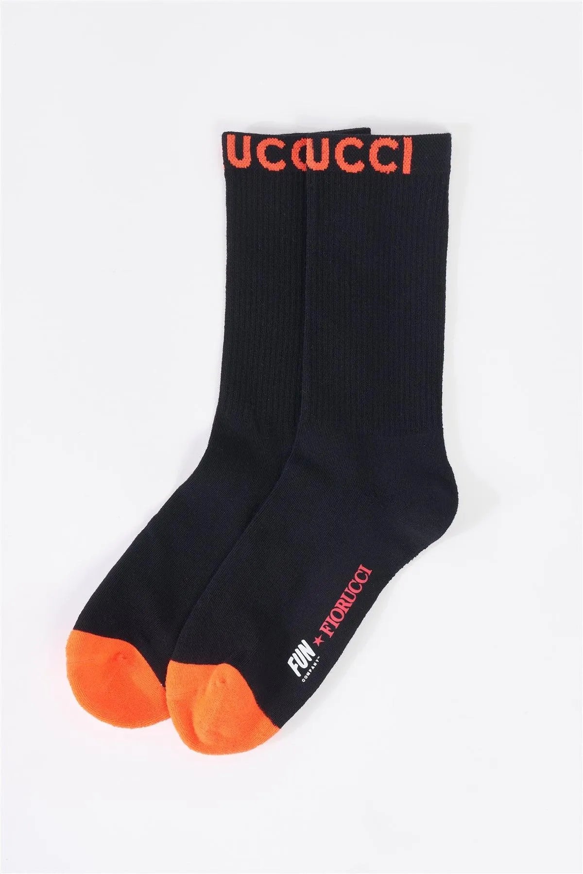 Fiorucci x Fun Mid Calf Ribbed Printed Logo Socks - Tasha Apparel Wholesale