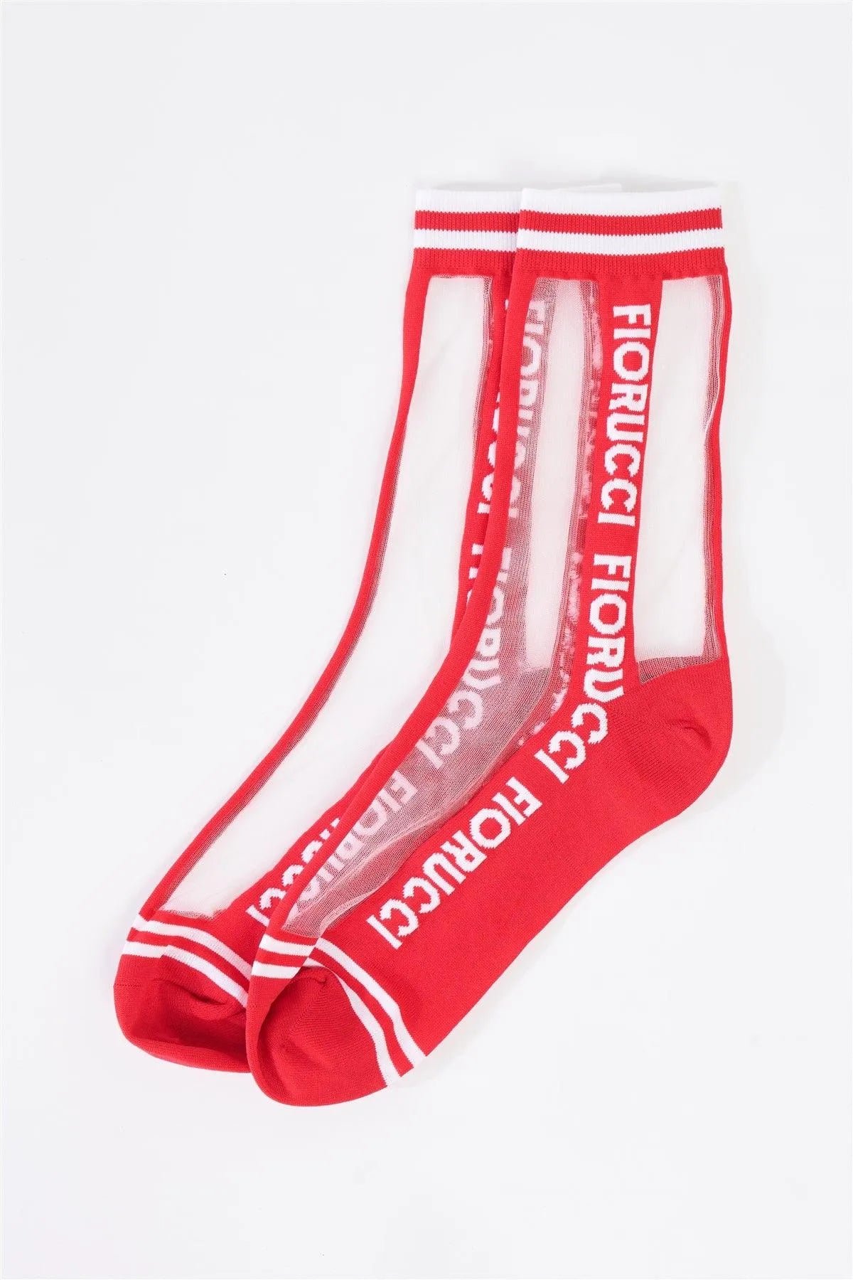 Fiorucci x Fun Mid Calf Sheer Mesh Logo Socks - Tasha Apparel Wholesale